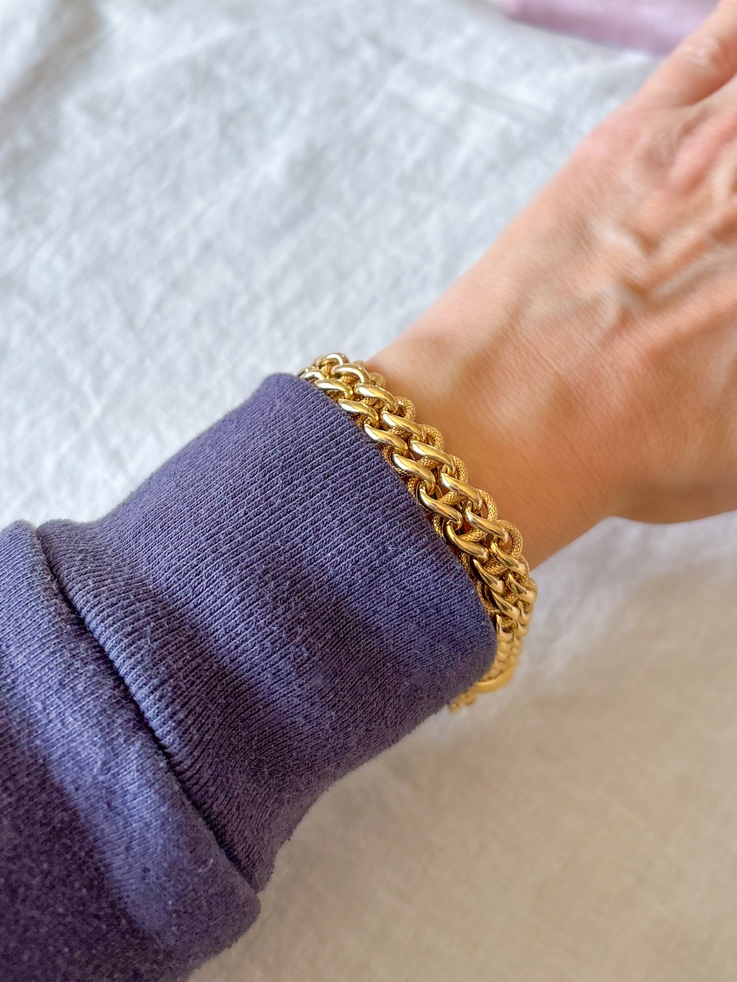 Vintage Super Chunky Braided 14k Yellow Gold 7 Inch Bracelet