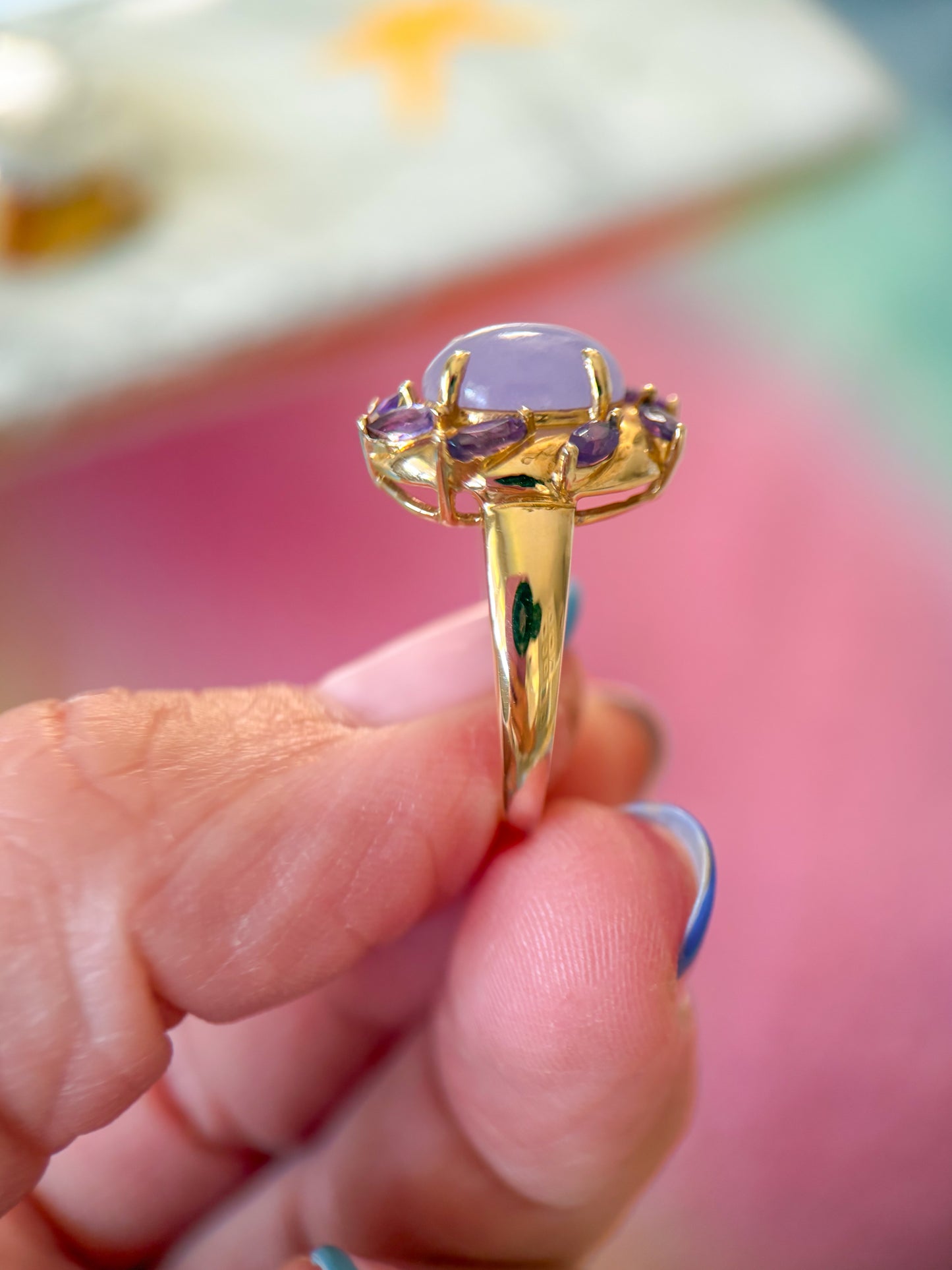 Vintage Cabochon Amethyst 14k Yellow Gold Ring