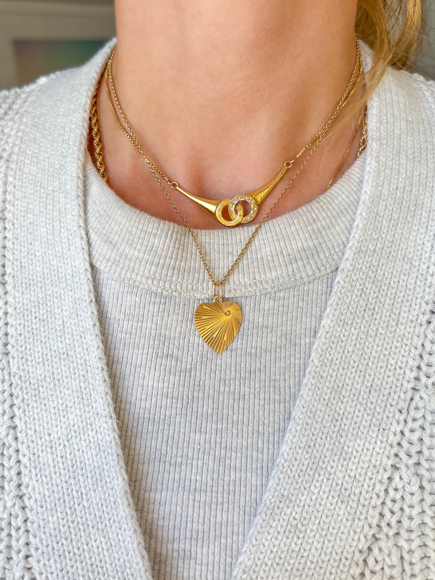 Vintage Engine Turned Heart 14k Yellow Gold Charm, Engraved: "Thou Shall Not Covet Thy Neighbor's Wife"