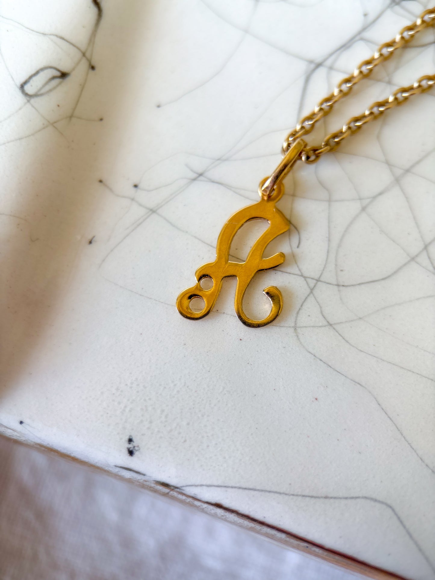 Vintage 'A' 14k Yellow Gold Letter Initial Charm