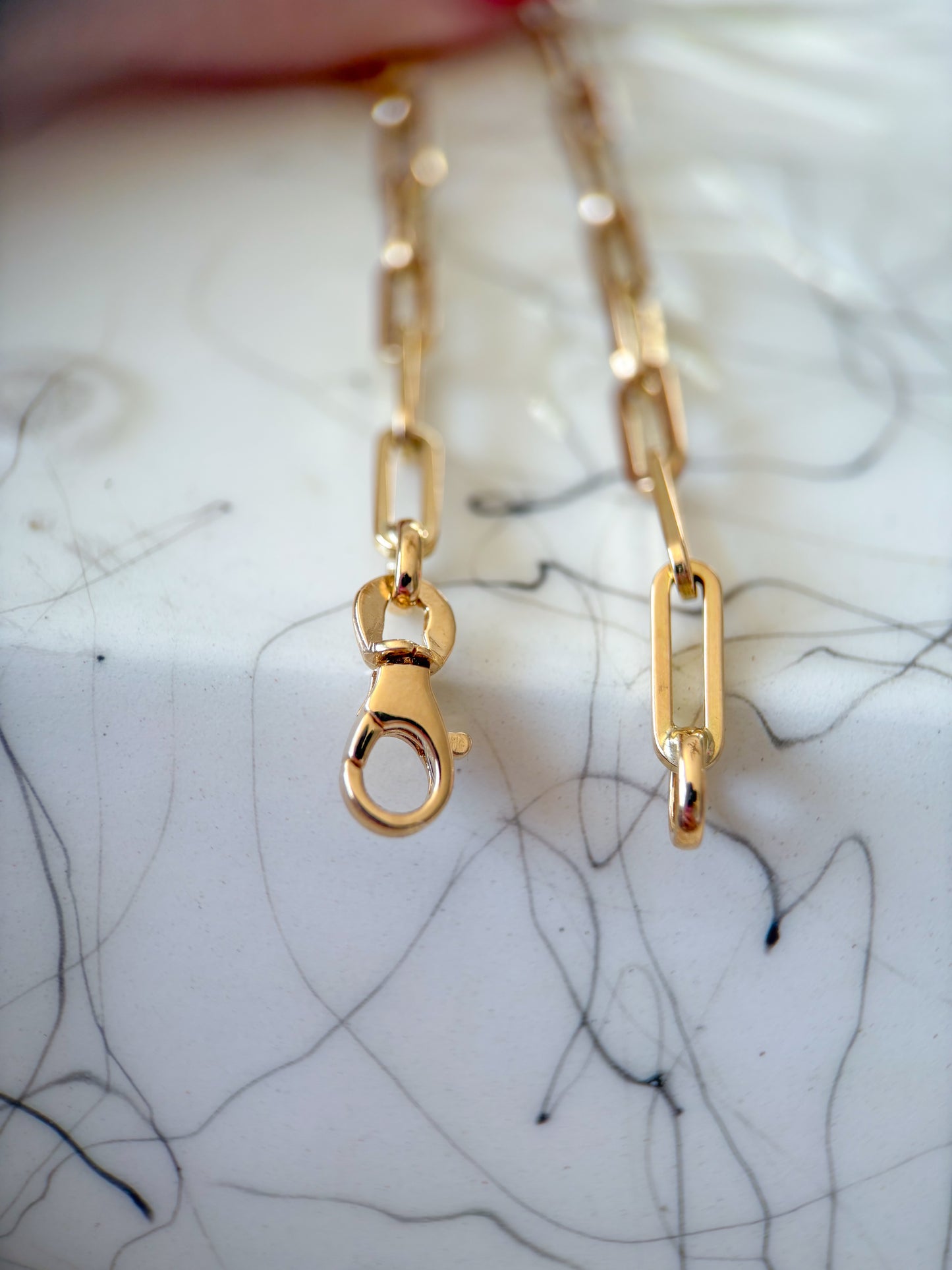 Vintage Paperclip 14k Yellow Gold 7 Inch Bracelet