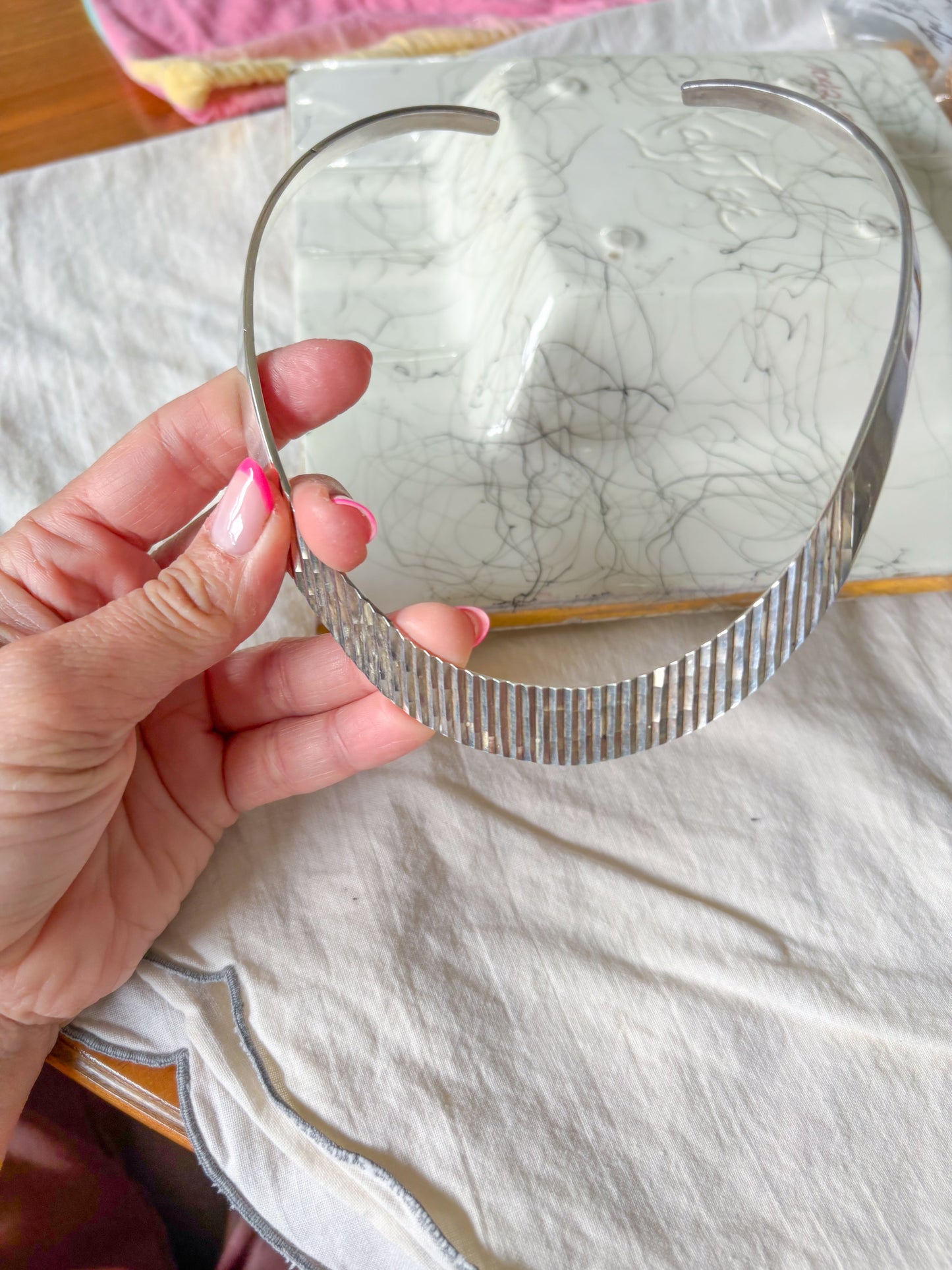 Vintage Sterling Silver Collar Necklace, circa 1970s
