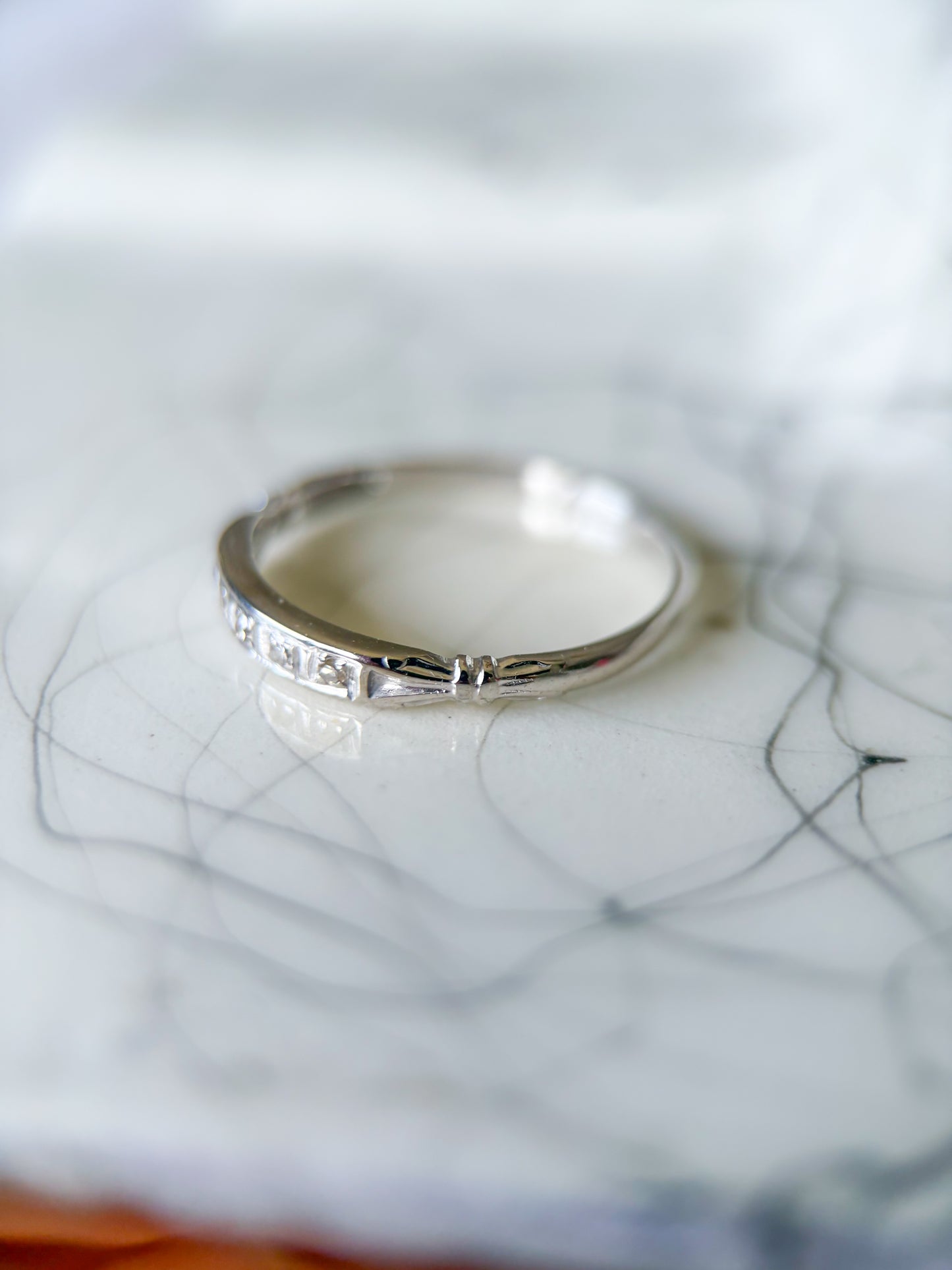 Vintage Natural Diamond 14k White Gold Ring
