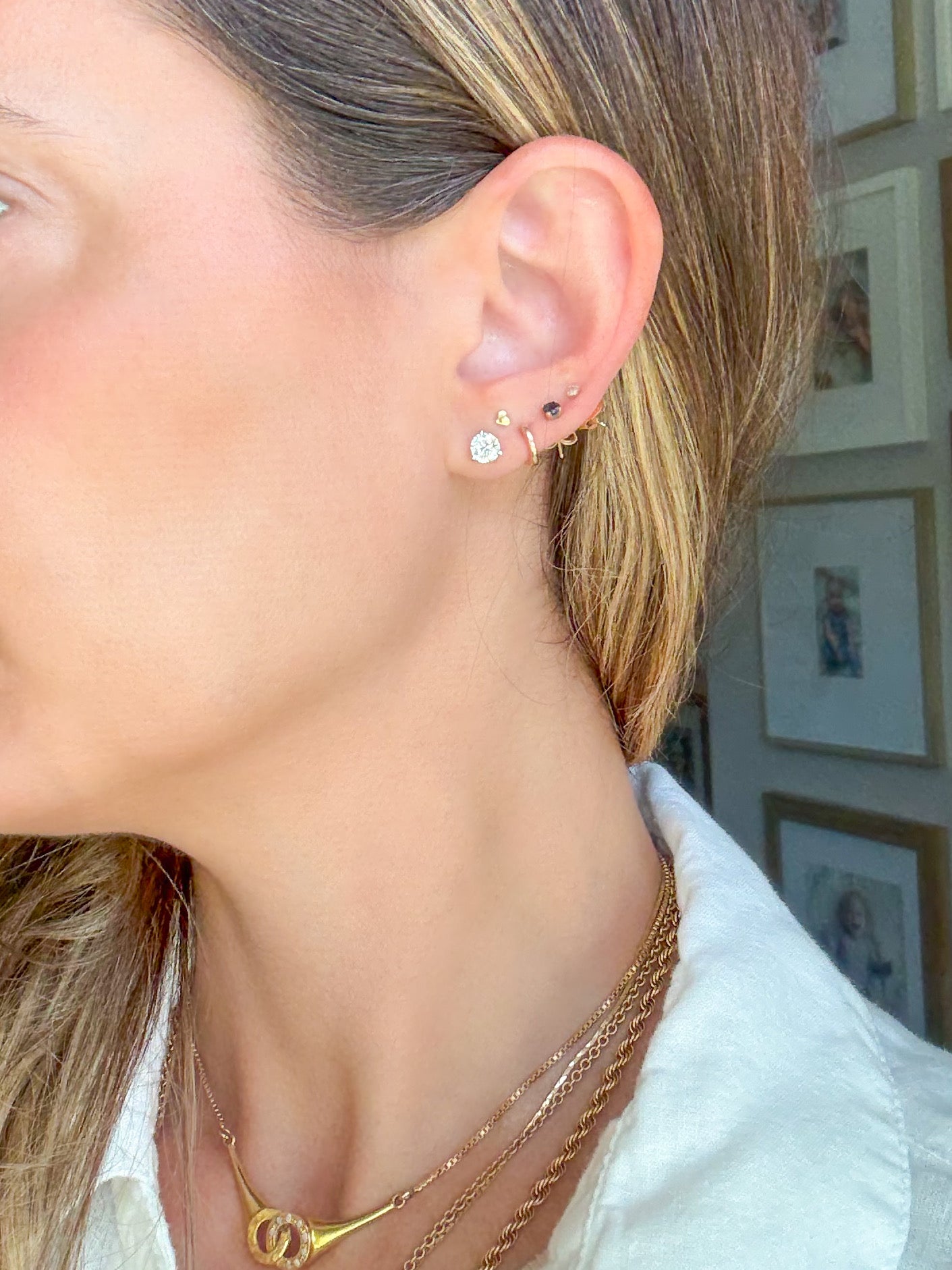 Lab Grown 1.05 Carat Total Weight Round Diamonds 14k White Gold Stud Earrings