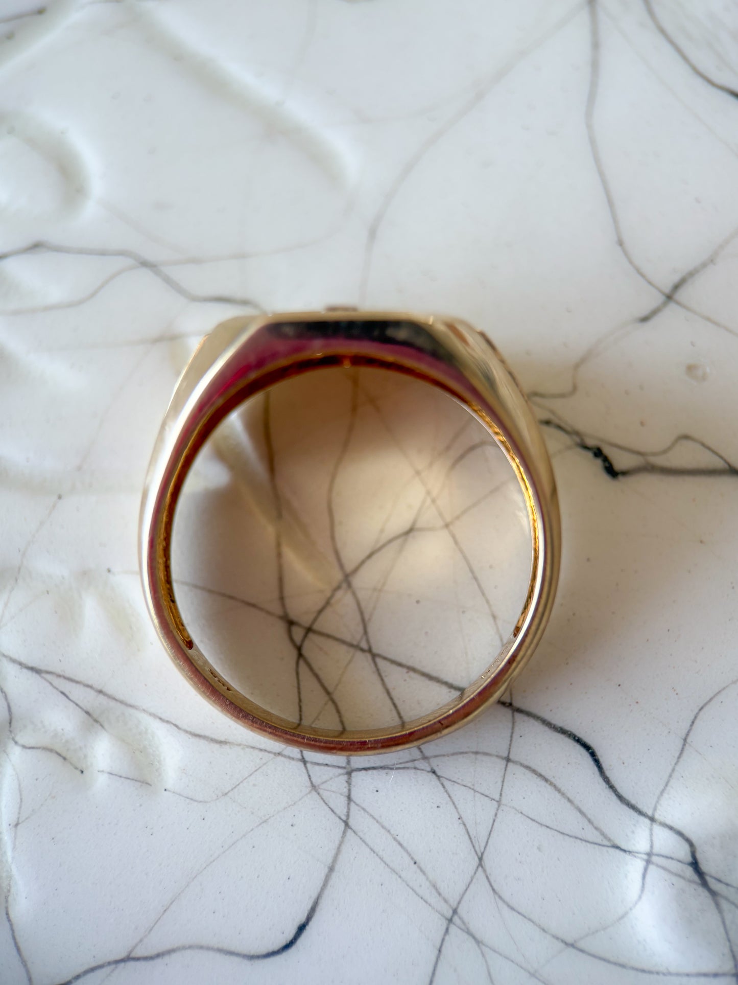 Vintage Cross Natural Diamond 10k Yellow Gold Men's Ring