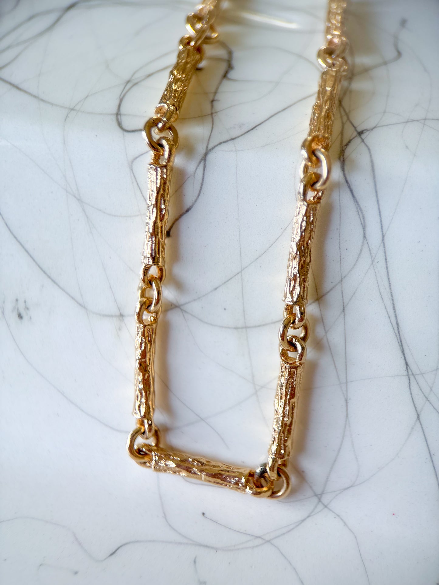 Vintage 14k Yellow Gold Bar Chain 20 Inch Necklace
