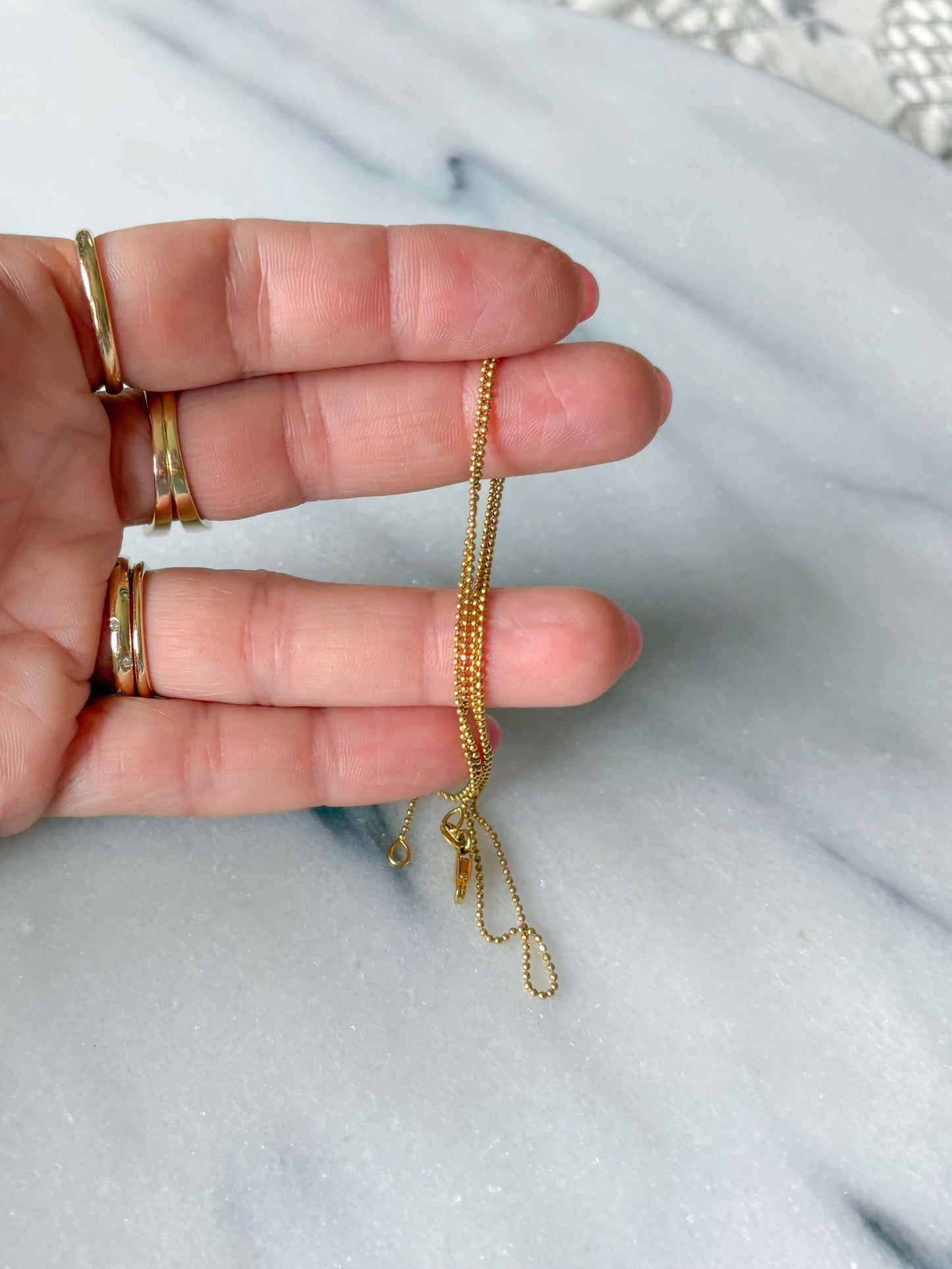 Vintage Ball Chain 14k Yellow Gold 16 Inch Necklace