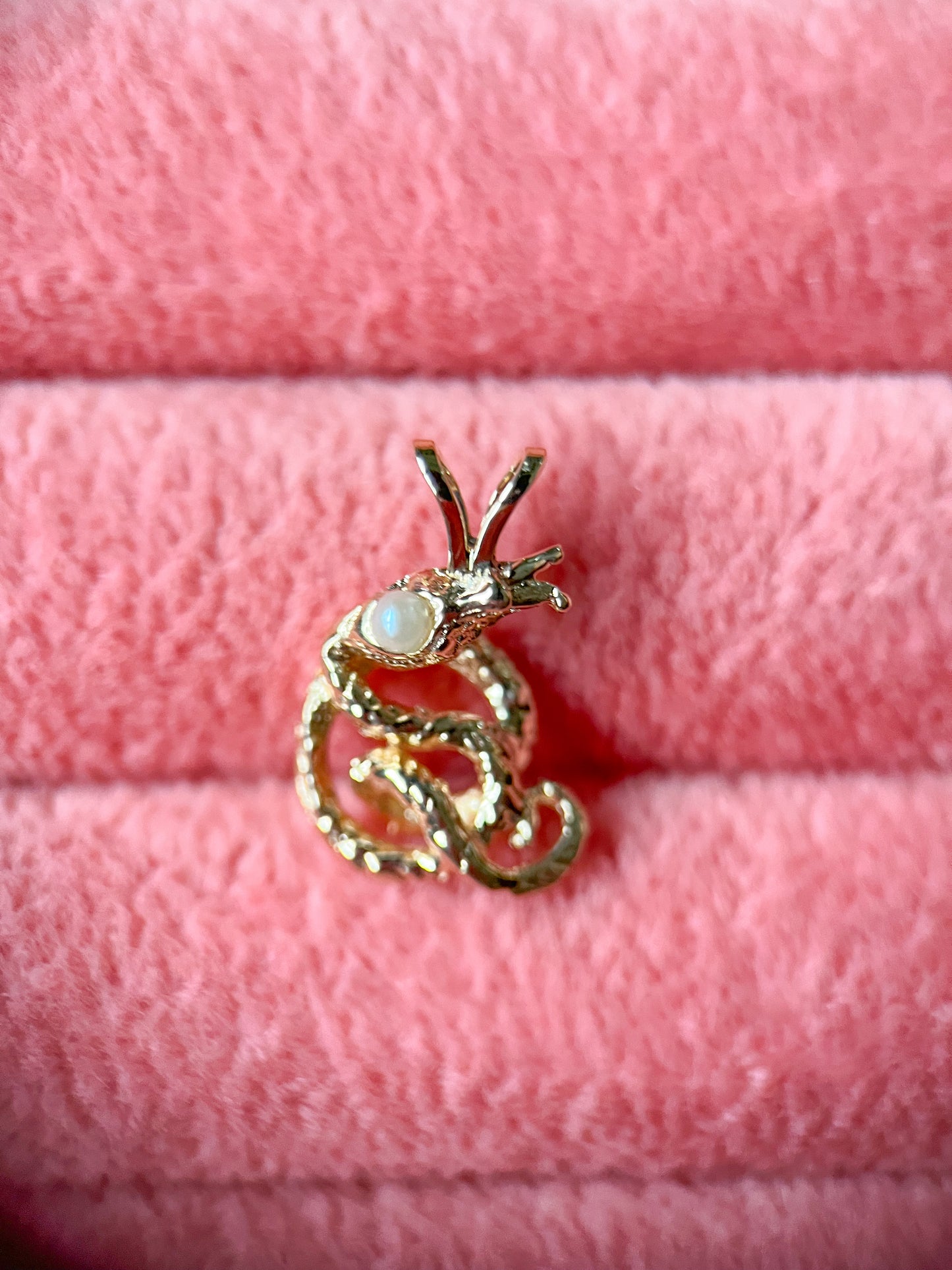 Vintage Snake with Pearl 14k Yellow Gold Charm