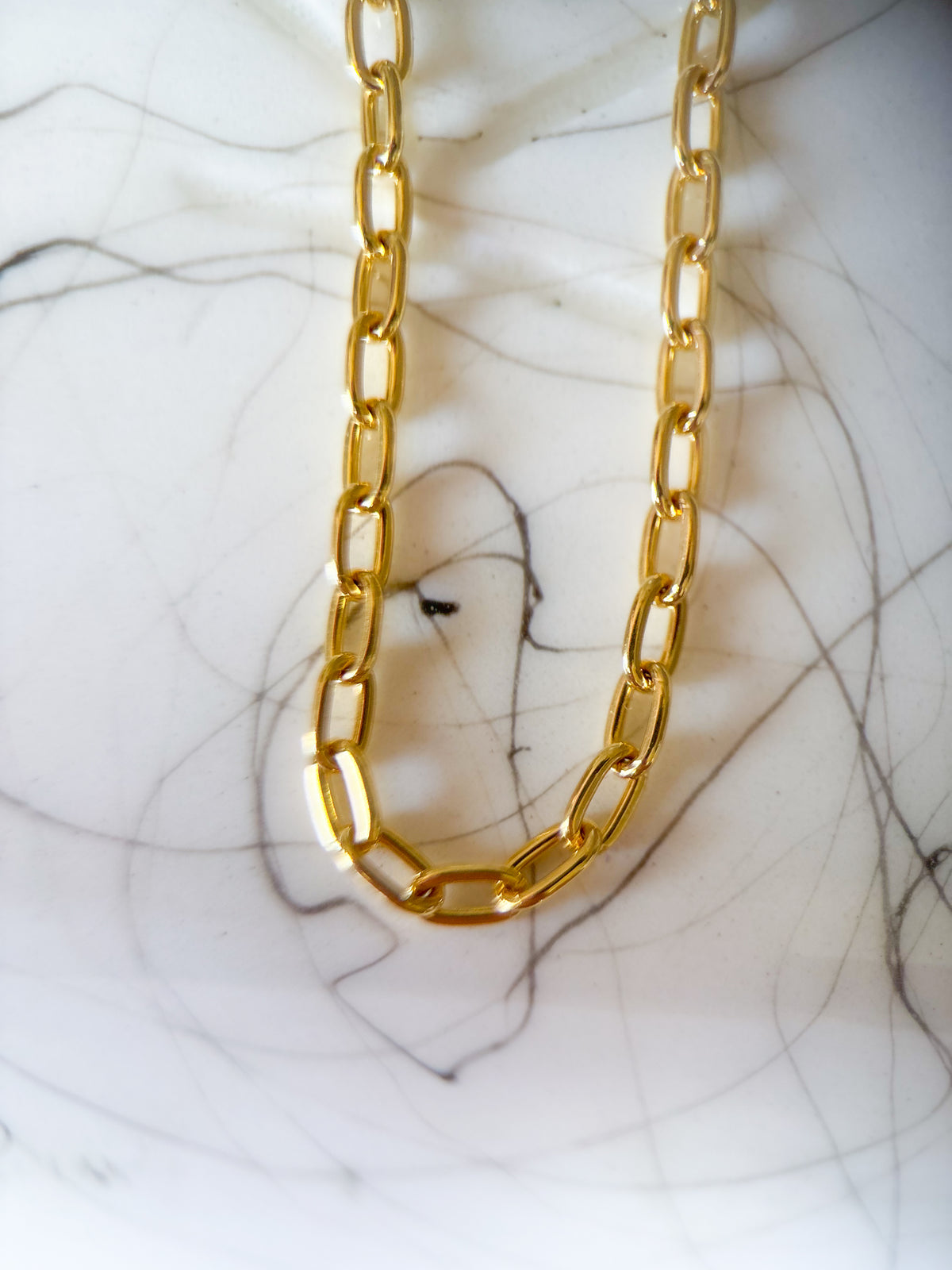 Vintage Elongated Rolo Chain 14k Yellow Gold 7 Inch Bracelet