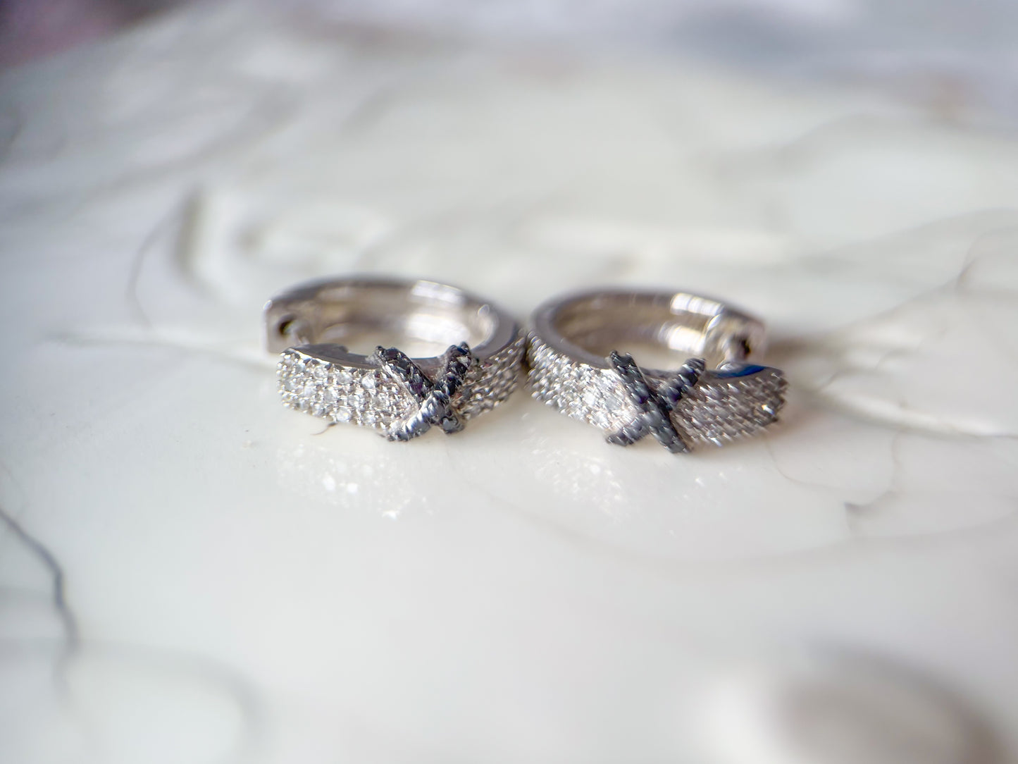 Vintage Sterling Silver Natural Diamond Huggies