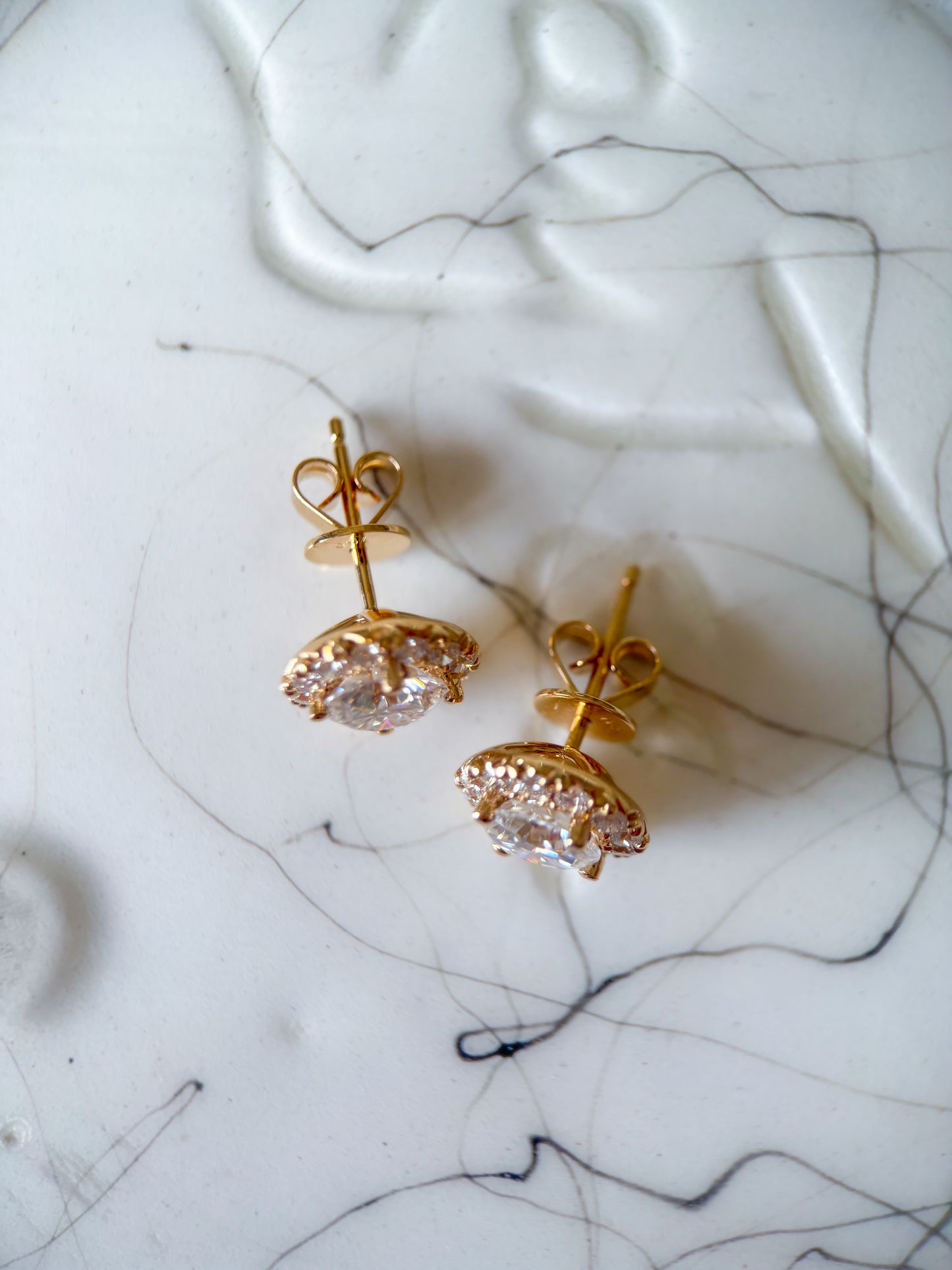 Lab Grown Round Diamonds 18k Yellow Gold Stud Earrings