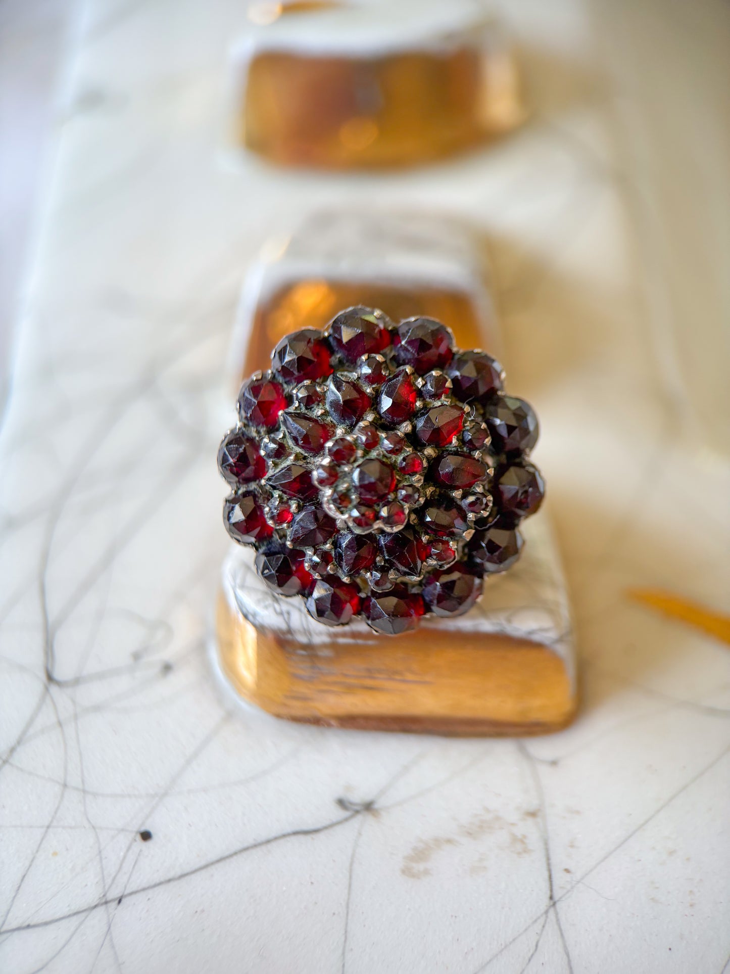 Vintage Natural Garnet 14k Yellow Gold Statement Ring