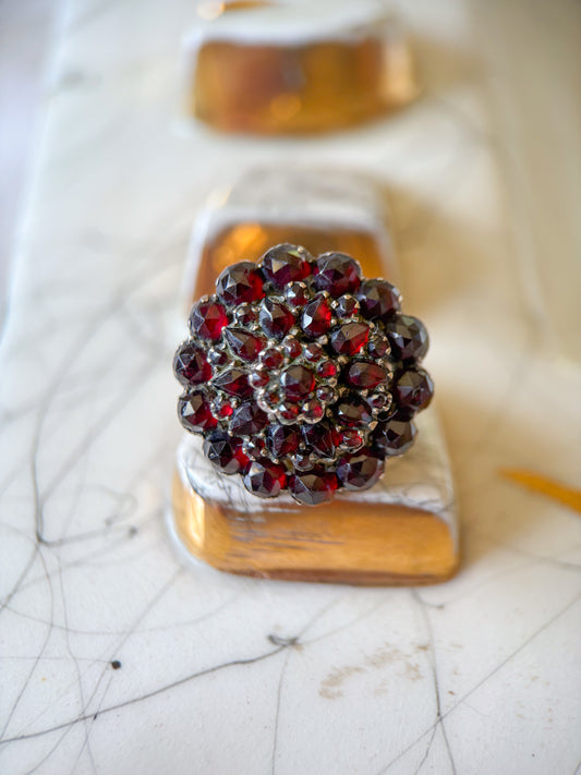 Vintage Natural Garnet 14k Yellow Gold Statement Ring
