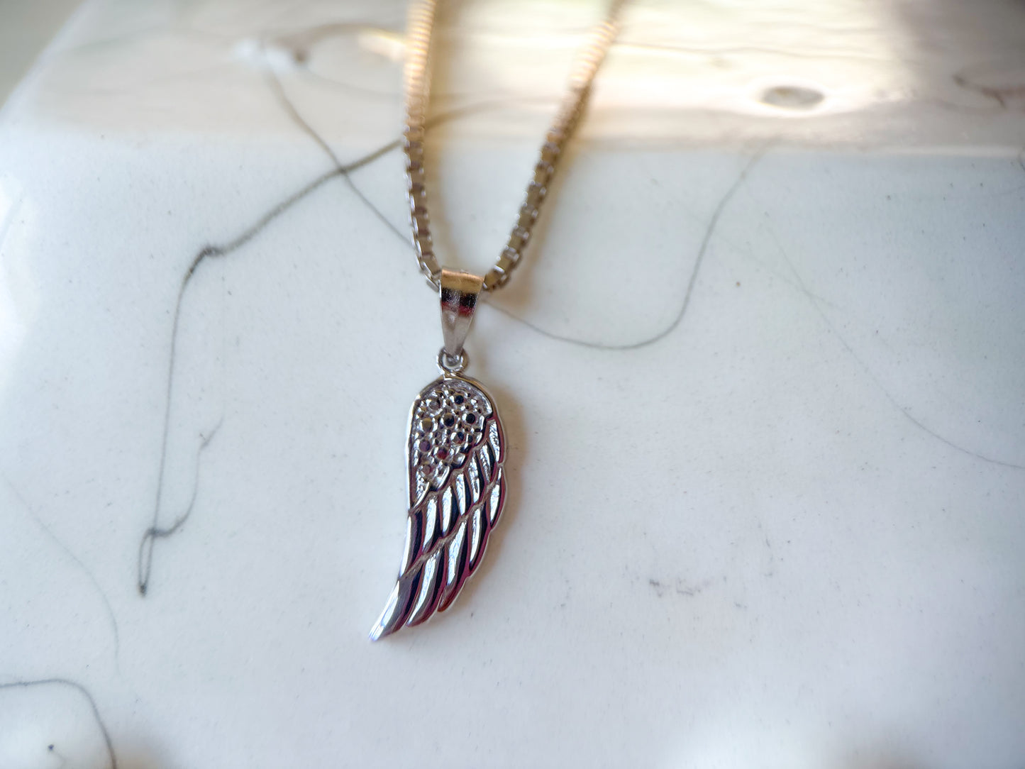 Vintage 14k White Gold Angel Wing Charm