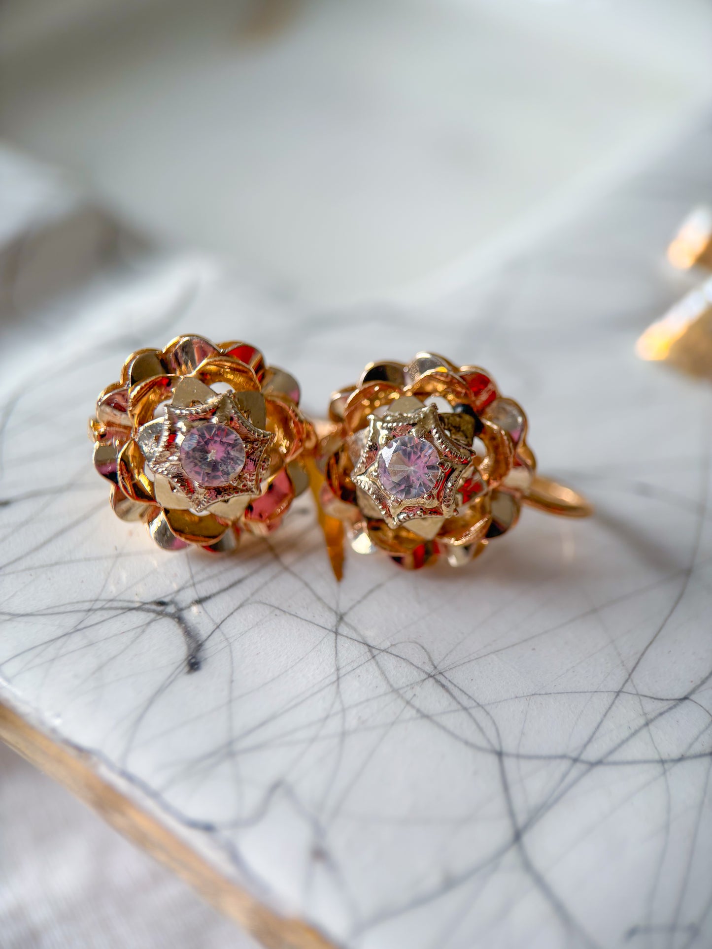 Vintage 18k Yellow Gold Earrings with CZ