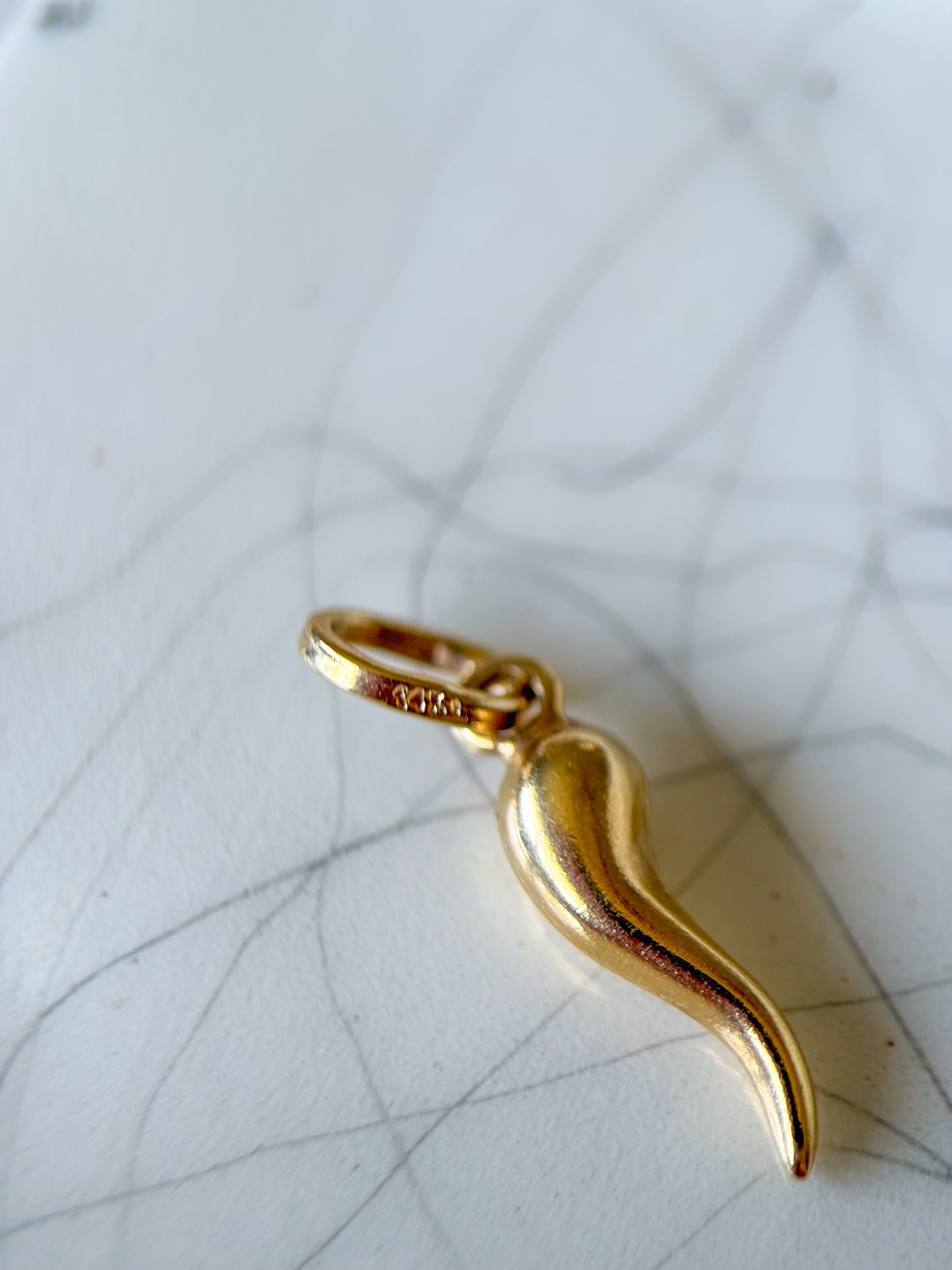 Vintage MINI Italian Horn 10k Yellow Gold Charm