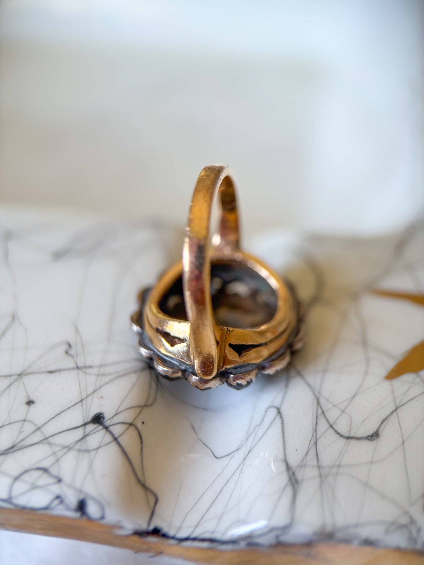 Vintage Natural Garnet 14k Yellow Gold Statement Ring