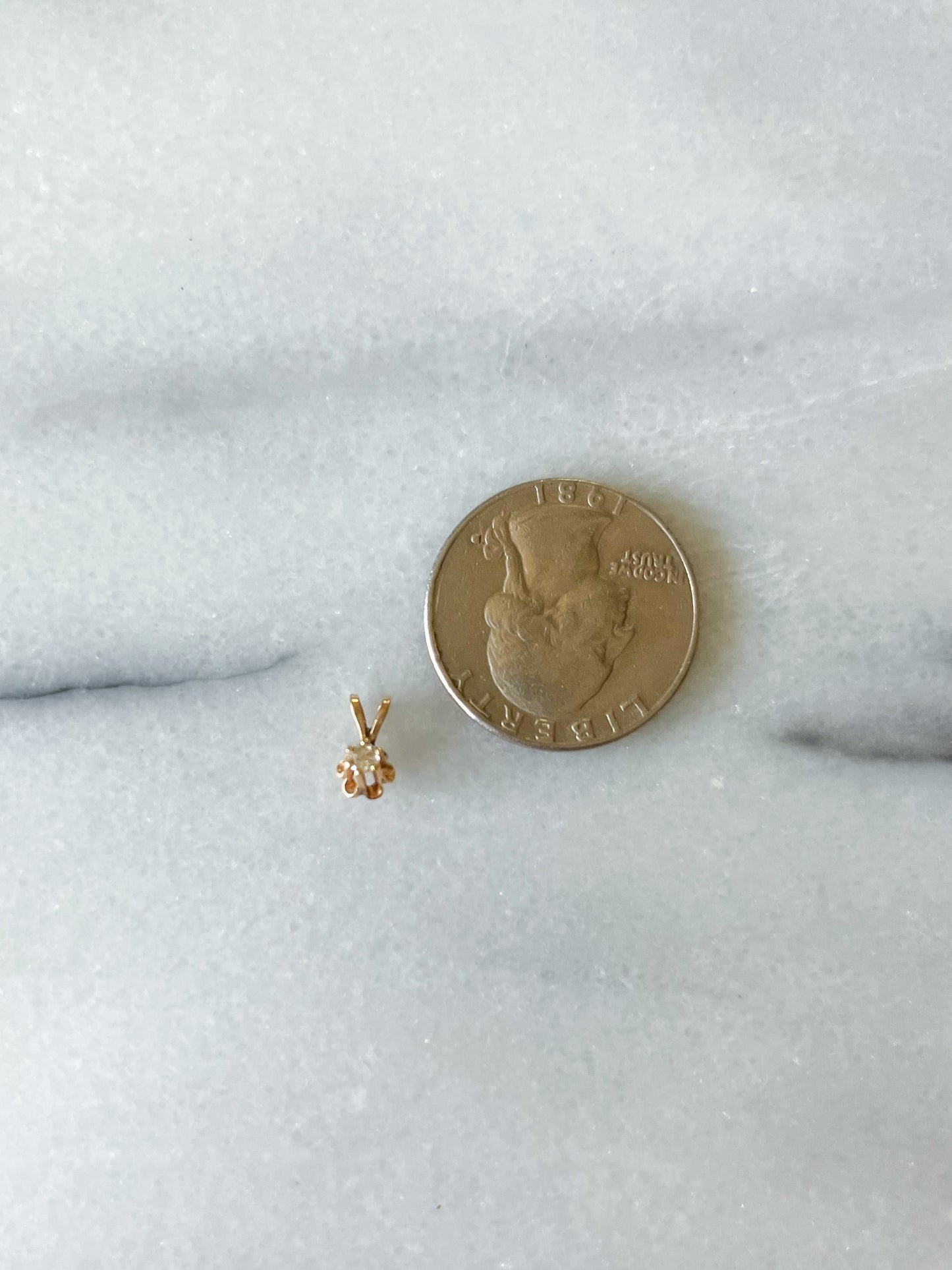 Vintage Natural Diamond Mini Charm 14k Yellow Gold Charm