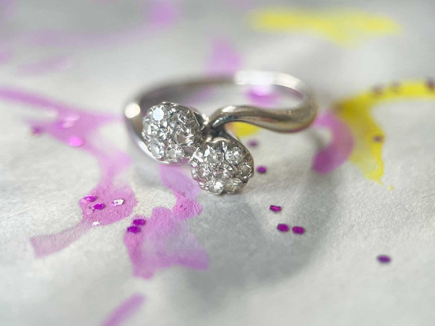 Vintage Natural Diamond 14k White Gold Ring