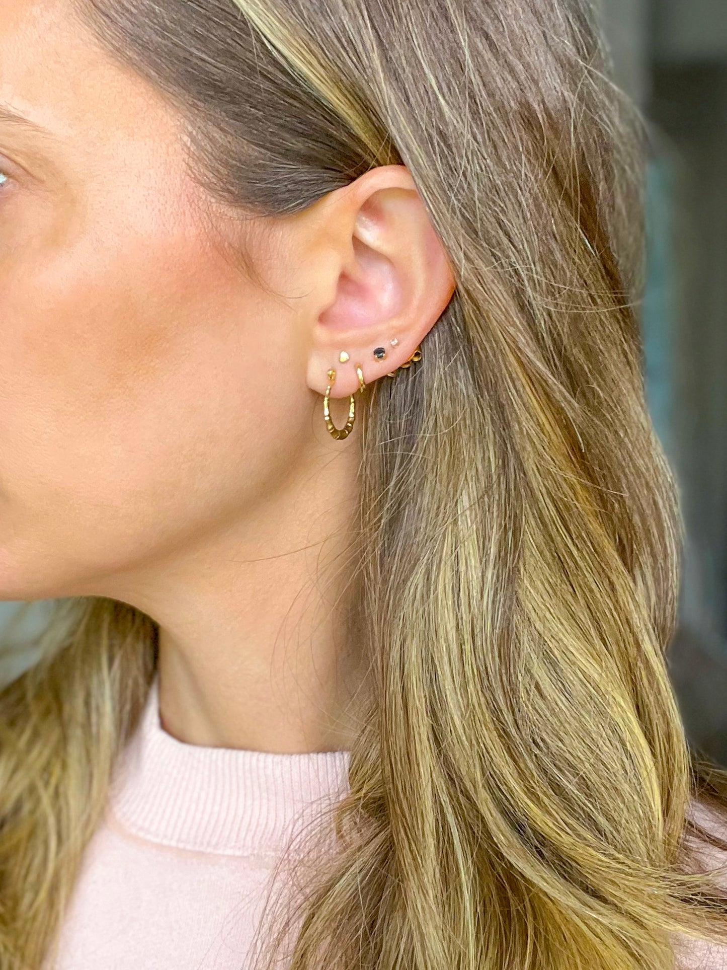 Vintage Bamboo 14k Yellow Gold Hoop Earrings