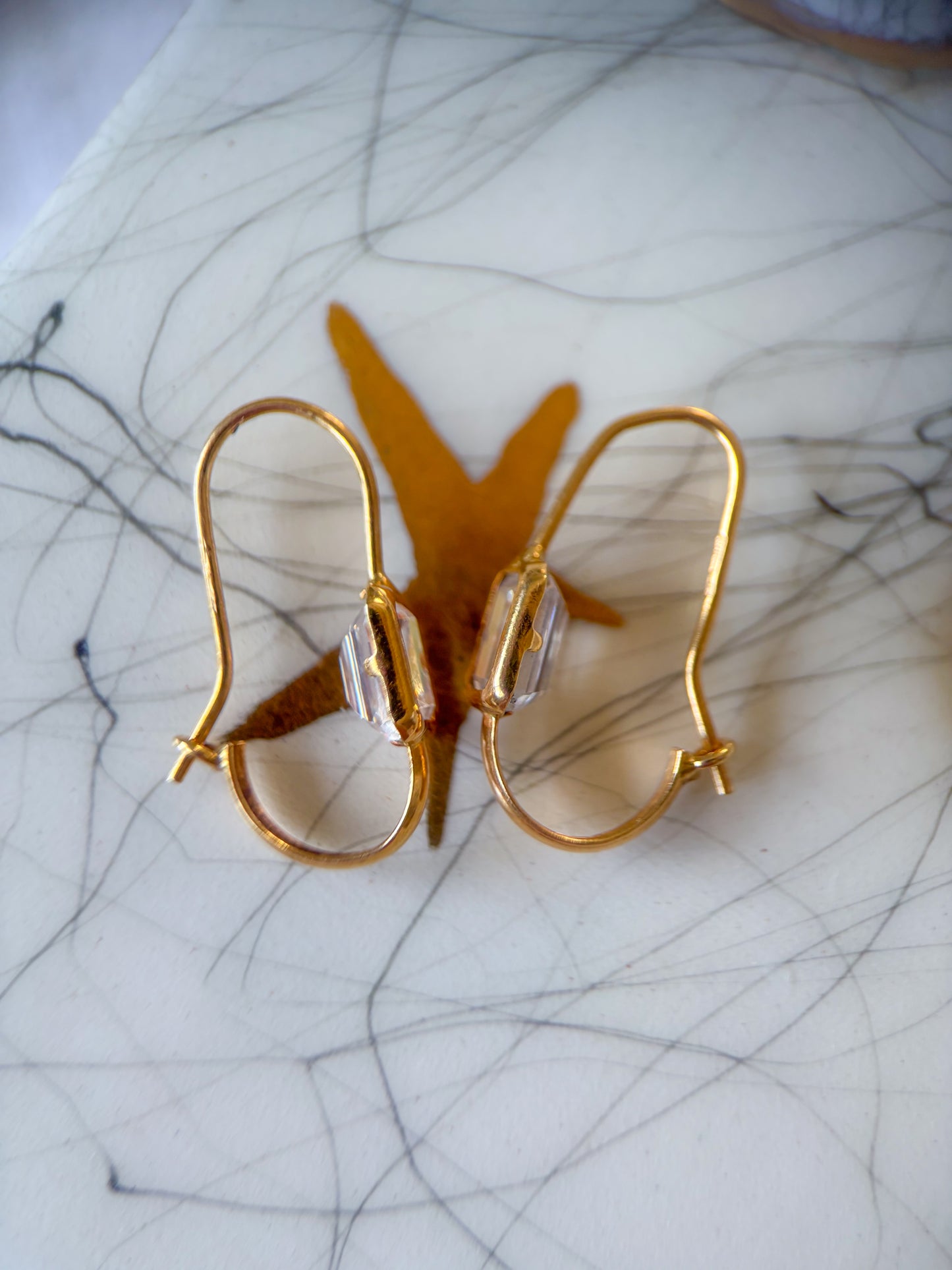 Vintage 18k Yellow Gold Earrings with CZ