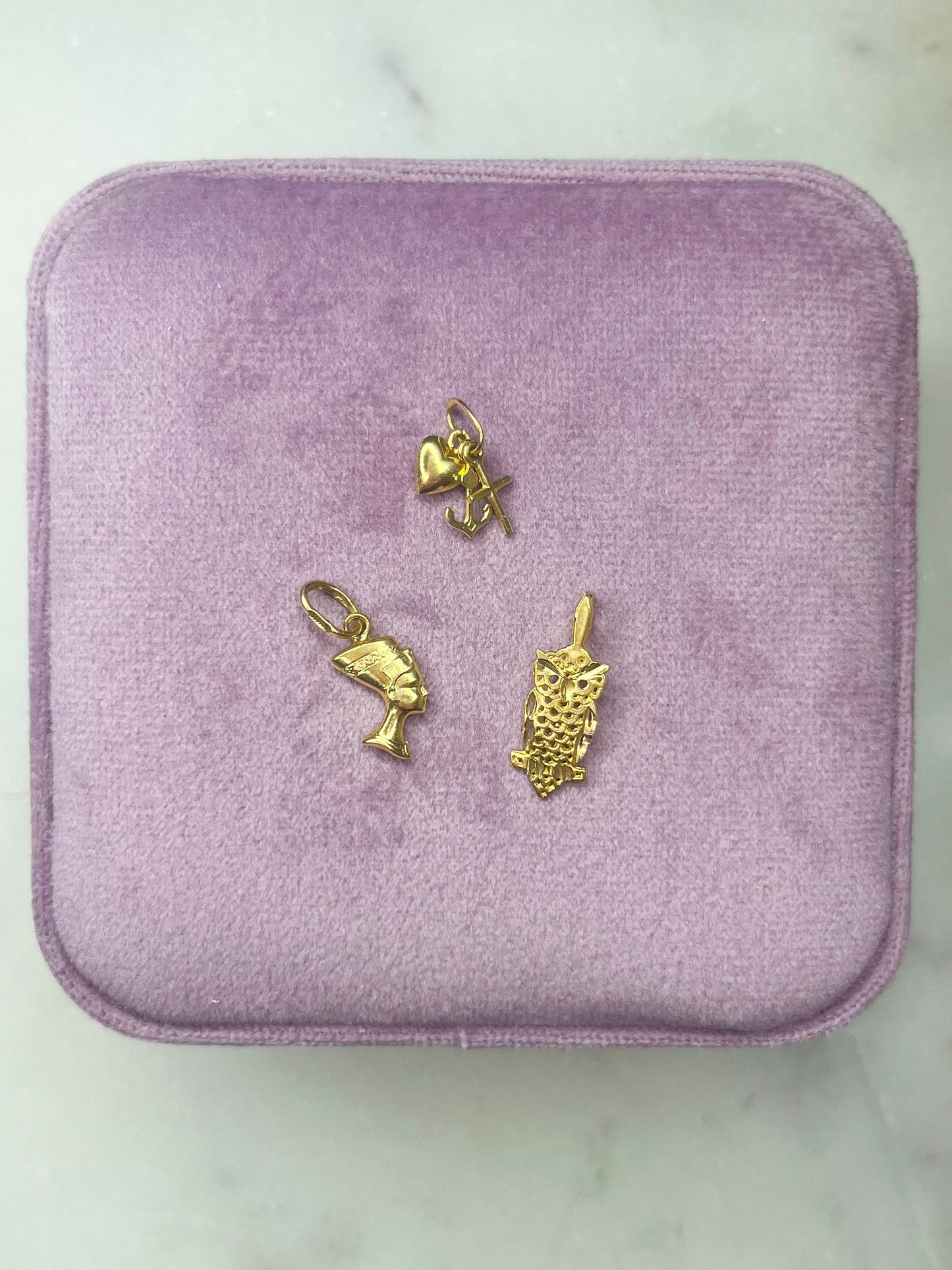 Vintage Small Owl 14k Yellow Gold Charm