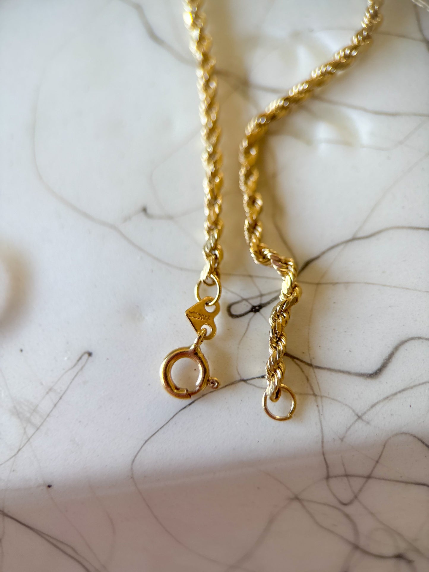 Vintage Thin 14k Yellow Gold 18 Inch Rope Chain
