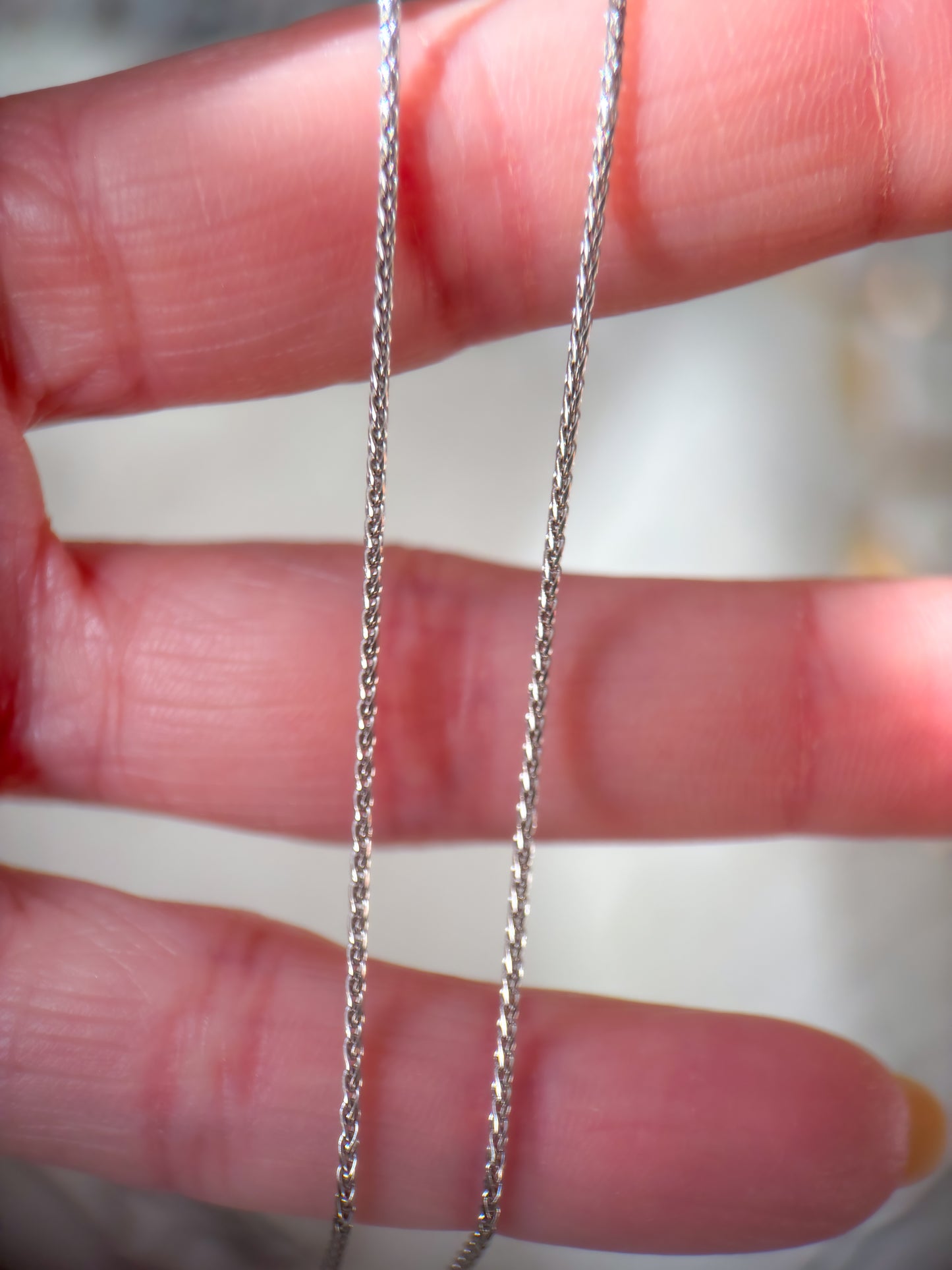 Vintage Natural Diamond 7 Stone Drop Pendant with 14k White Gold Attached 22 Inch Chain