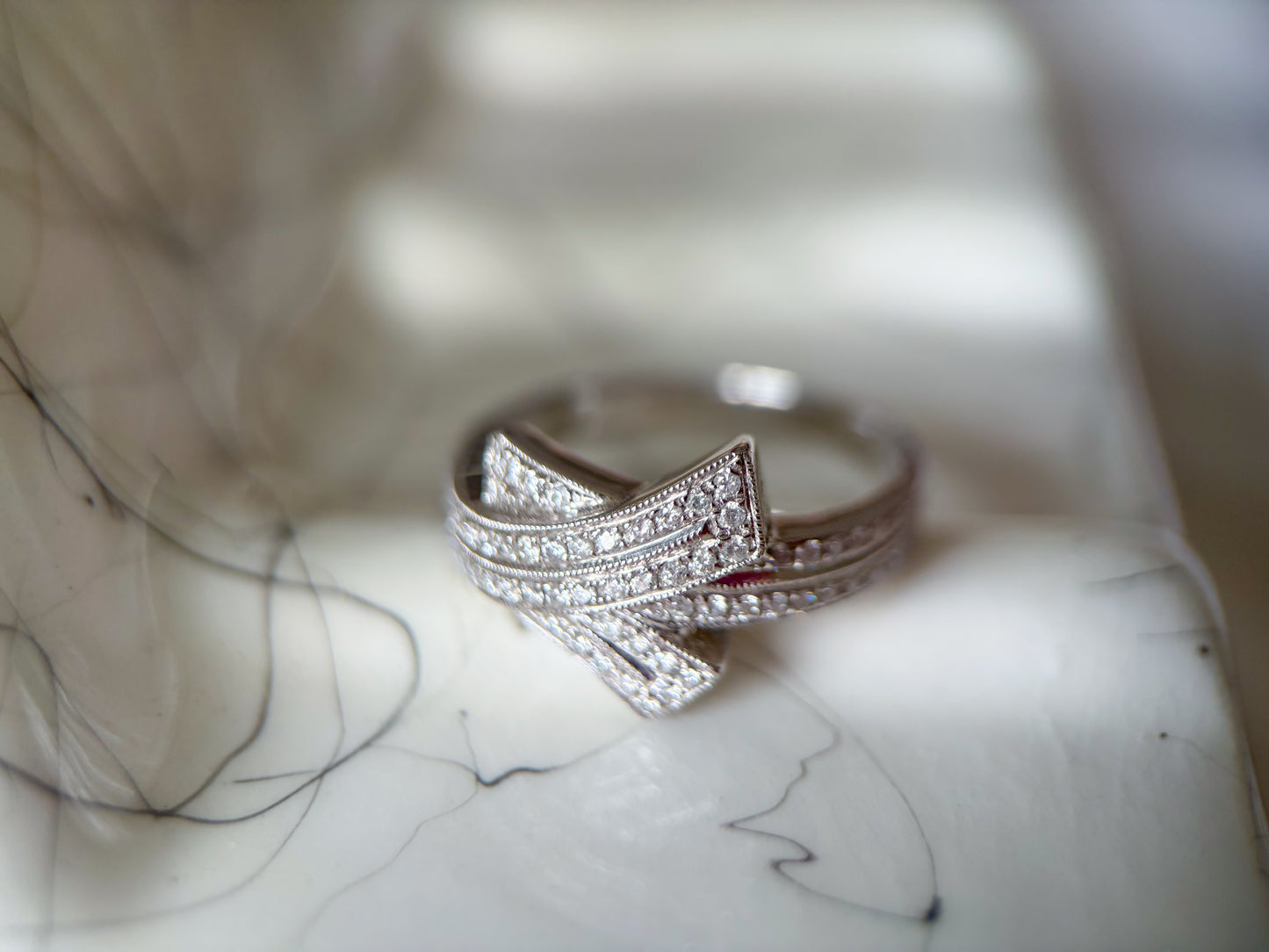 Vintage Natural Diamond 14k White Gold Ring