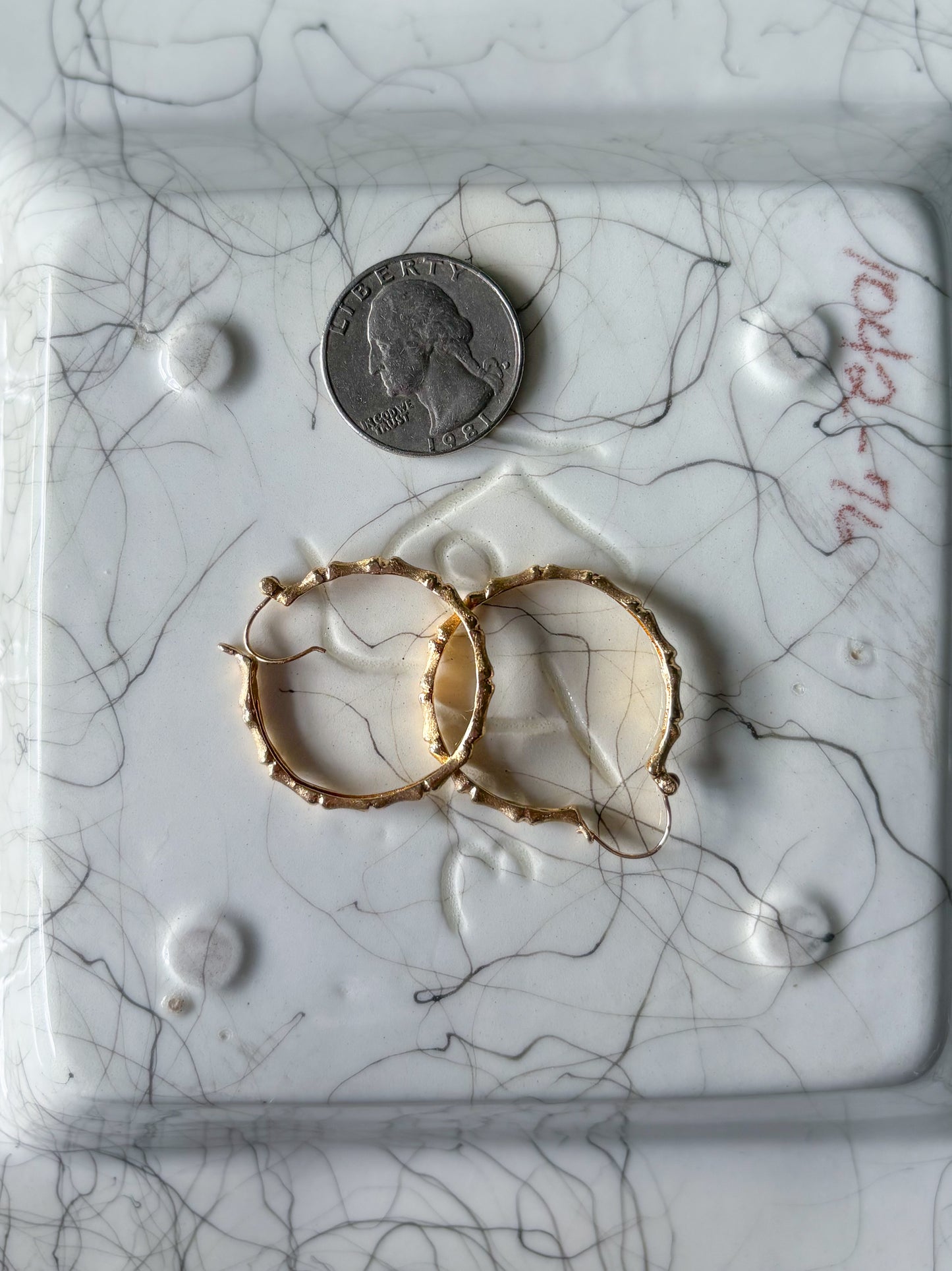 Vintage Bamboo 14k Yellow Gold Hoop Earrings