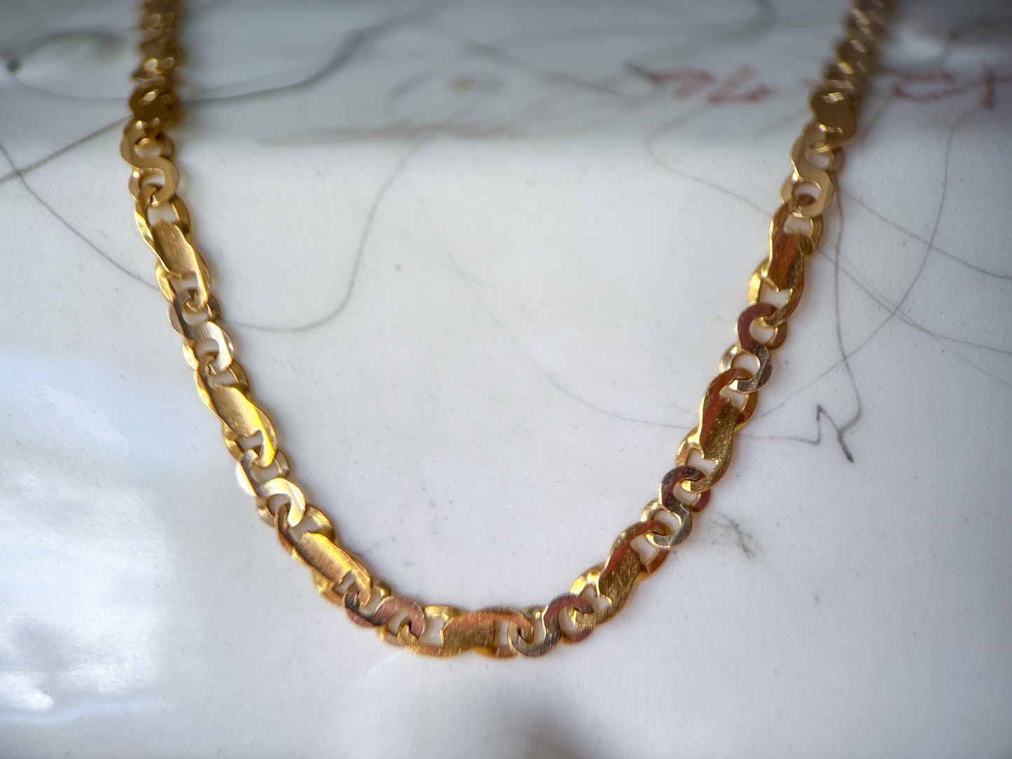Vintage Infinity Chain 18k Yellow Gold 24 Inch Necklace
