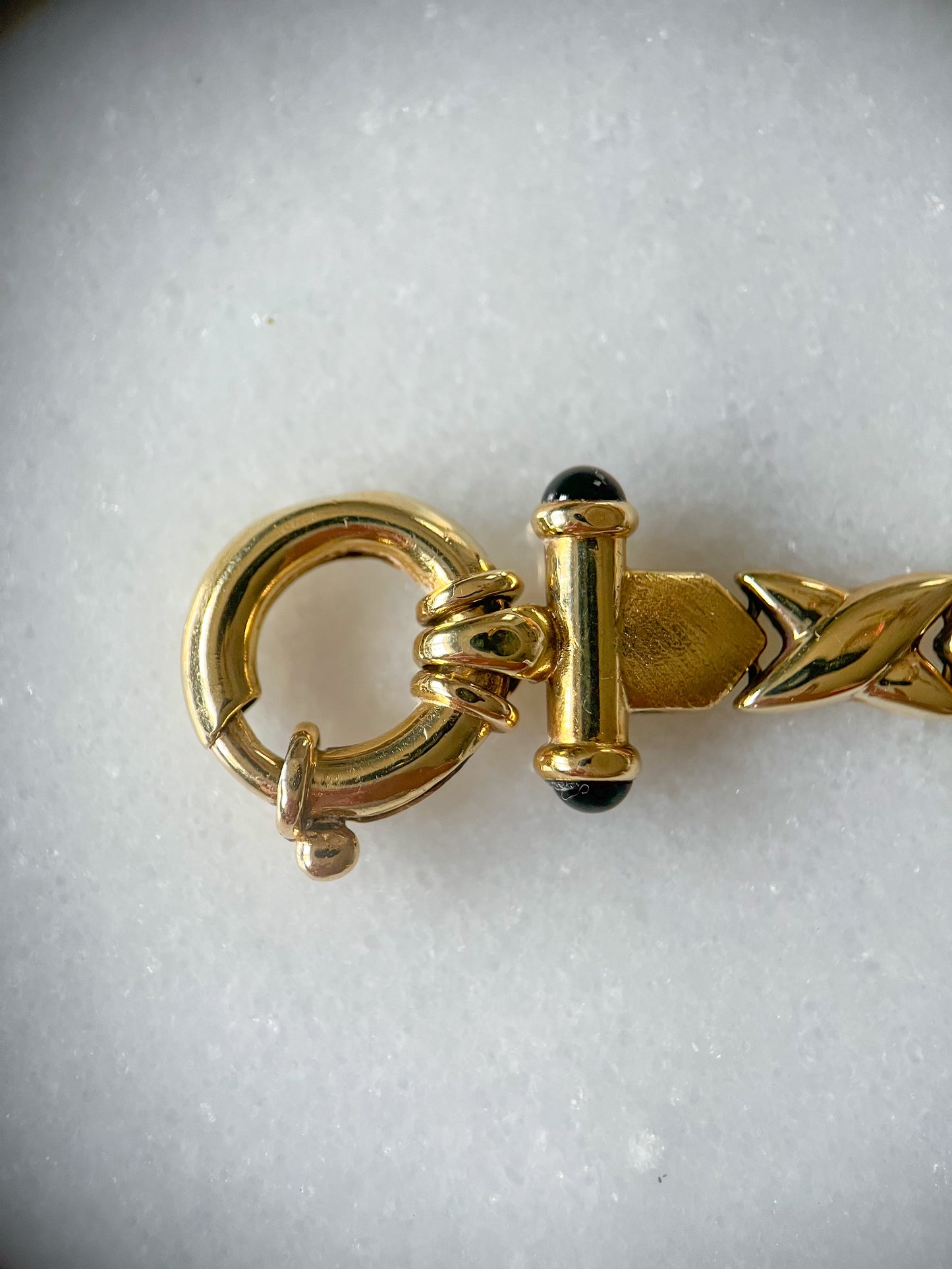 Vintage XOXO 14k Yellow Gold Flat Link 6.5 Inch Bracelet (has matching necklace!)