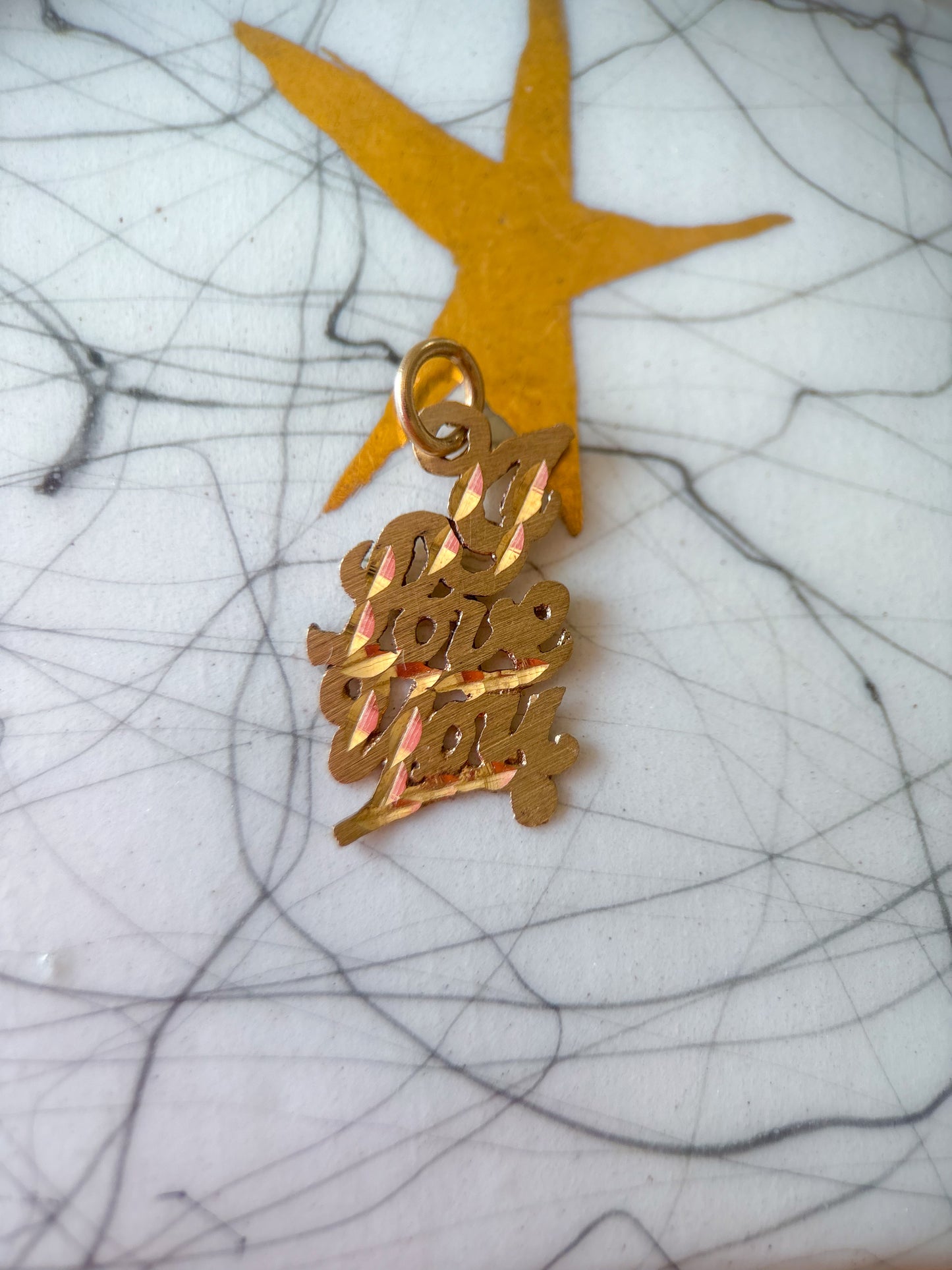 Vintage Script “I Love You” 14k Yellow Gold Charm