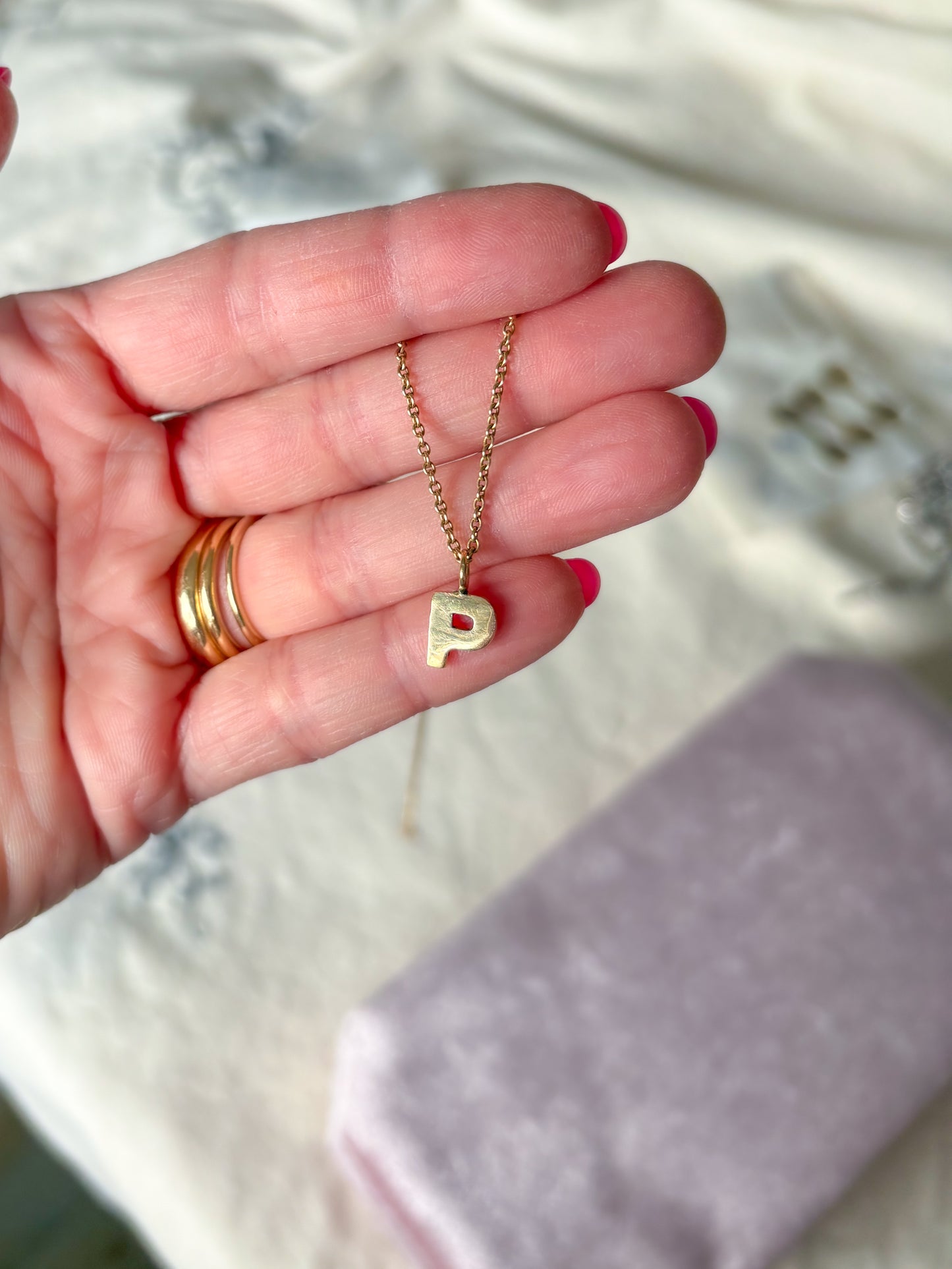 Vintage "P" 14k Yellow Gold Initial Charm