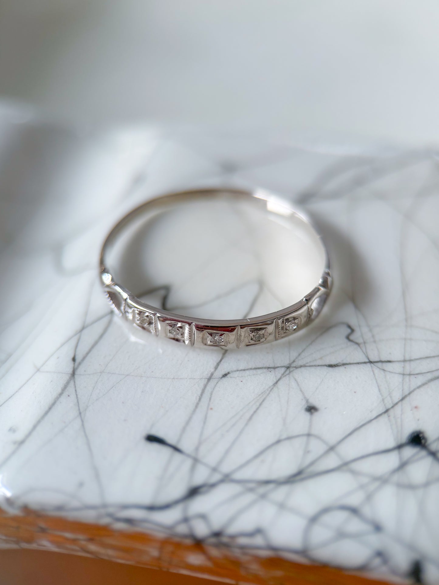 Vintage Natural Diamond 14k White Gold Ring