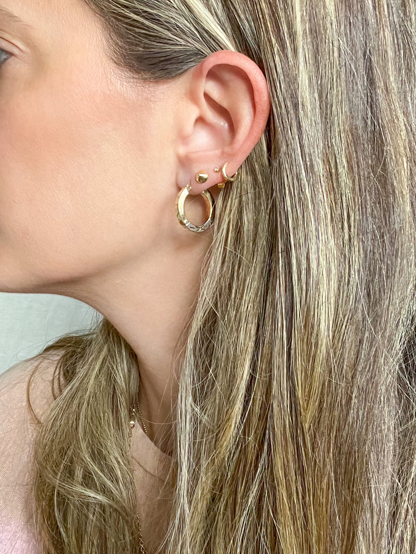 Vintage L0VE Style Two Toned 10k Yellow Gold Hoops