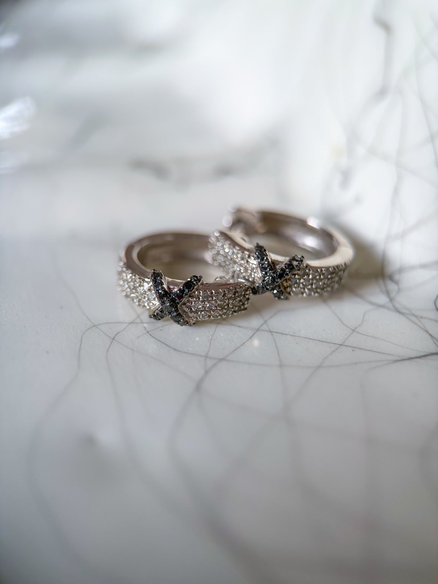 Vintage Sterling Silver Natural Diamond Huggies