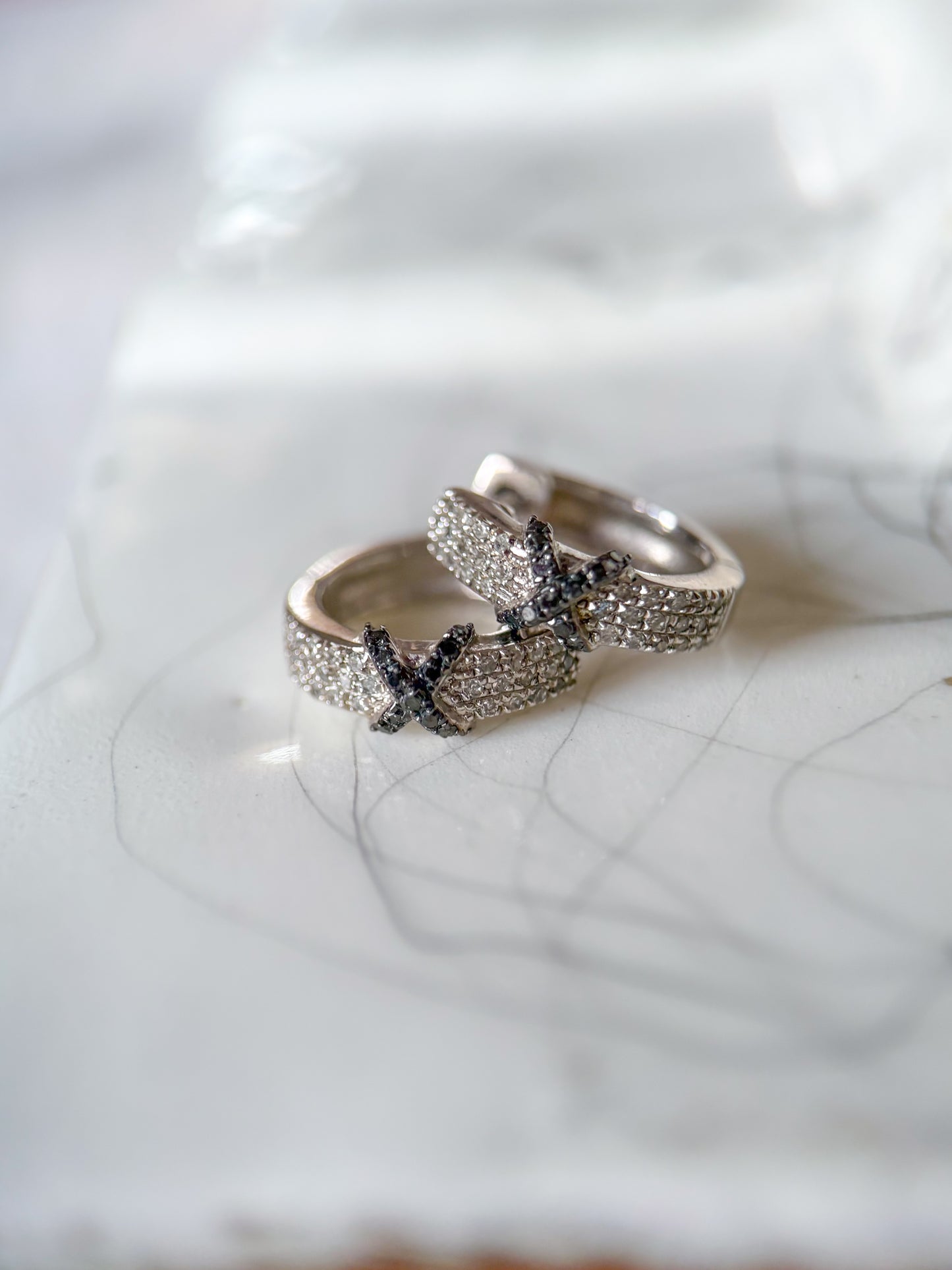 Vintage Sterling Silver Natural Diamond Huggies