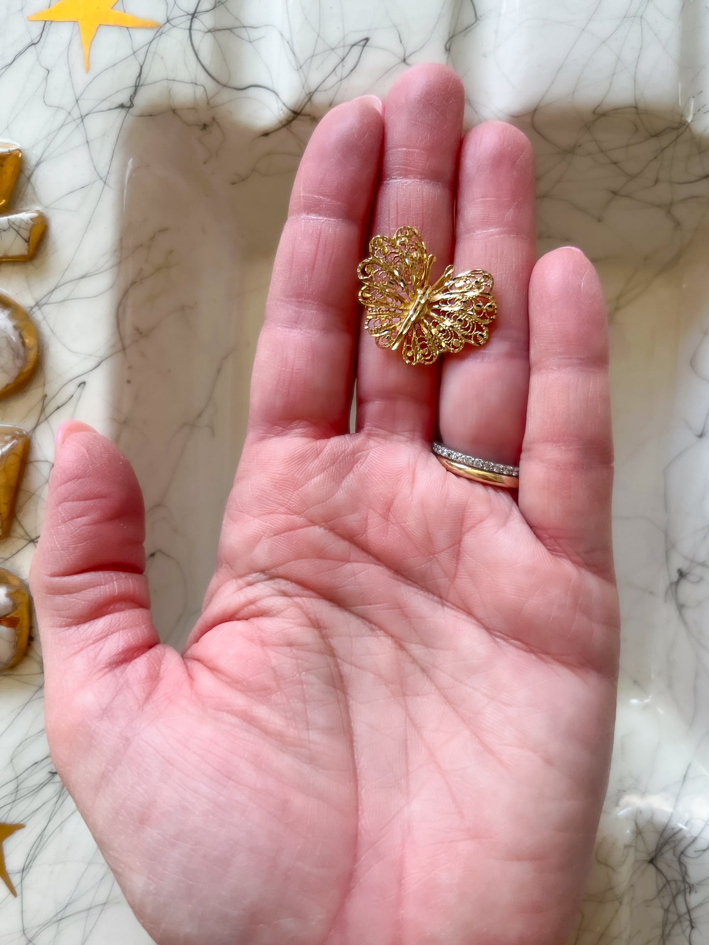 Vintage Butterfly Filigree 14k Yellow Gold Charm