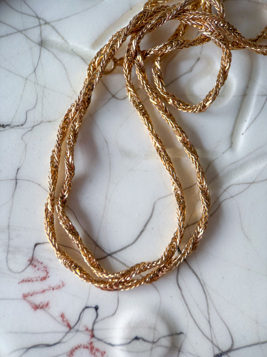 Vintage Twisted Chain 14k Yellow Gold 18 Inch Necklace