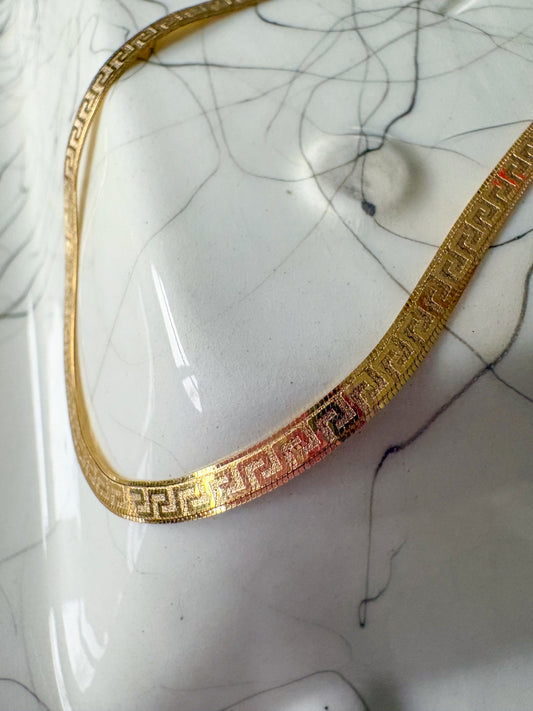 Herringbone Greek Style Chain 10k Yellow Gold 18 Inch Necklace