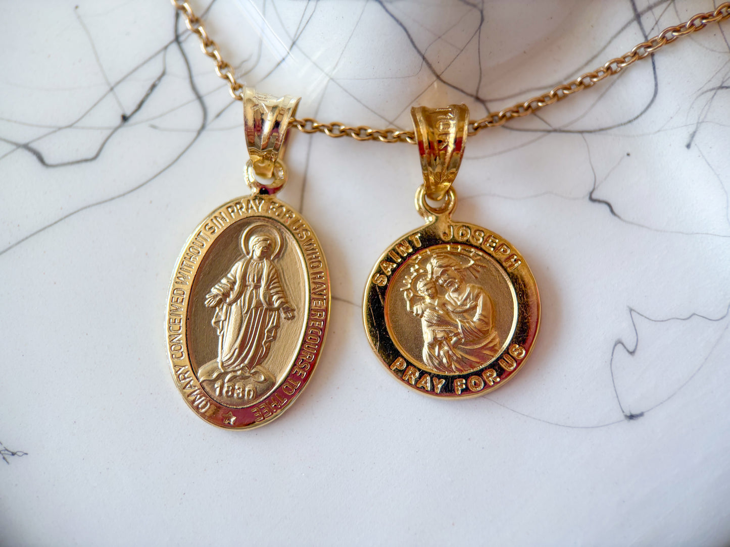 Saint Joseph and Mary 10k Yellow Gold Charms