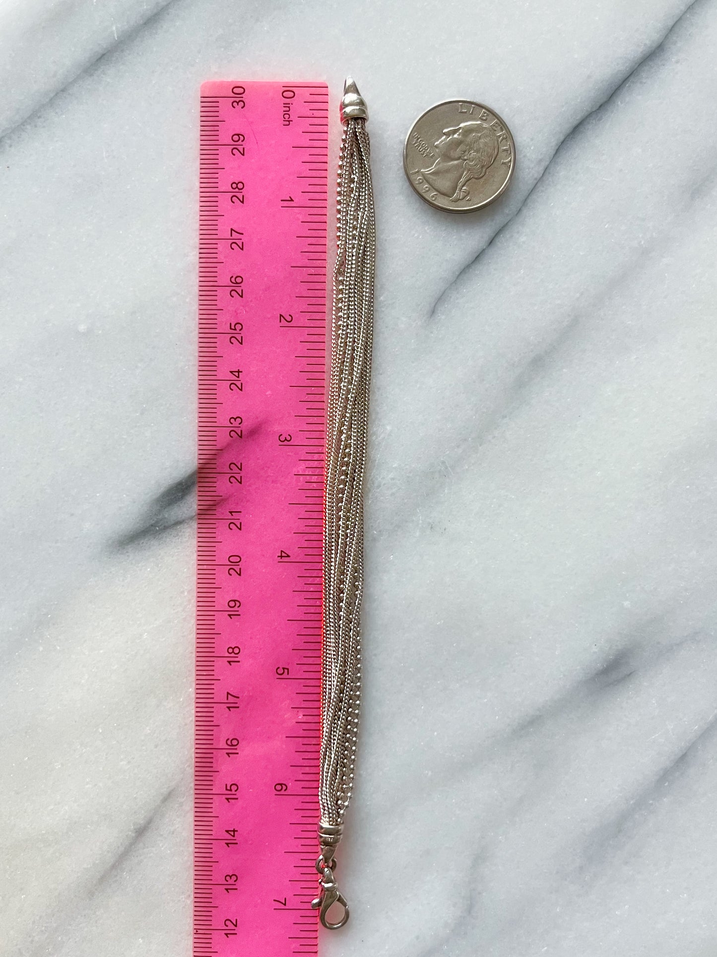Vintage Sterling Silver Multiple Chain 7 Inch Bracelet, circa 1990s