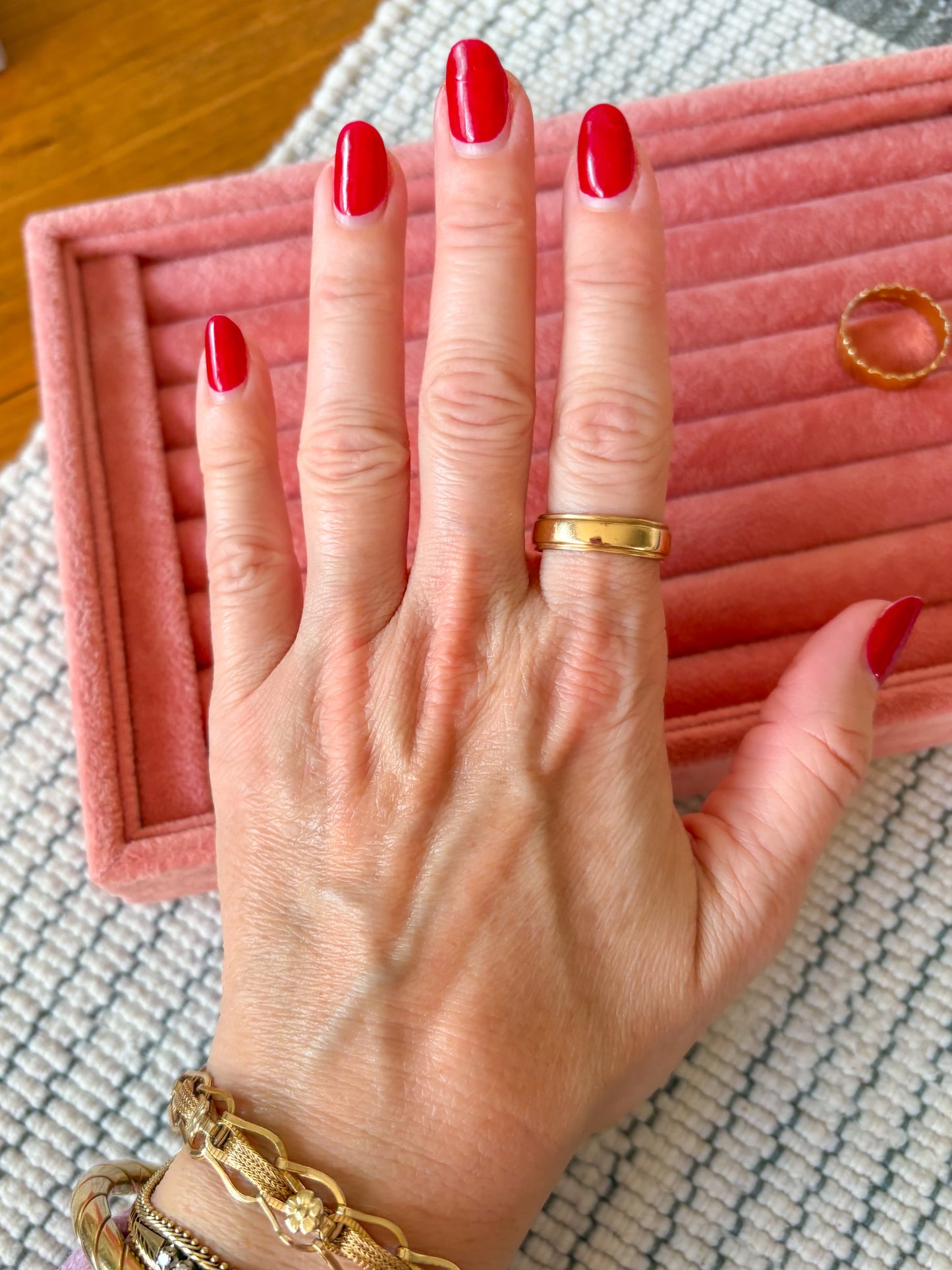 Vintage 14k Yellow Gold Ribbed Band Ring, Size 8