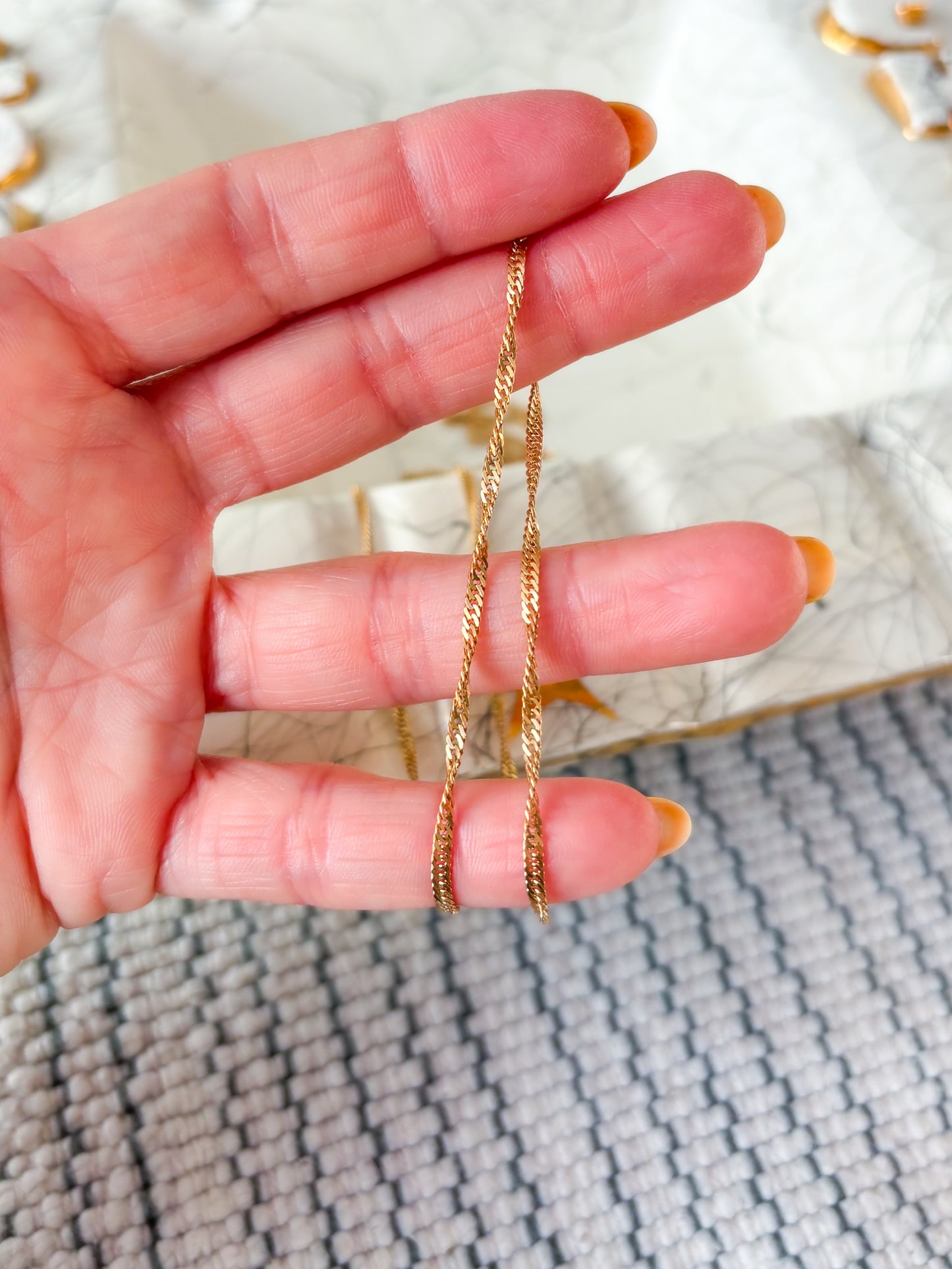 Vintage Twisted Curb Chain 10k Yellow Gold 24 Inch Necklace