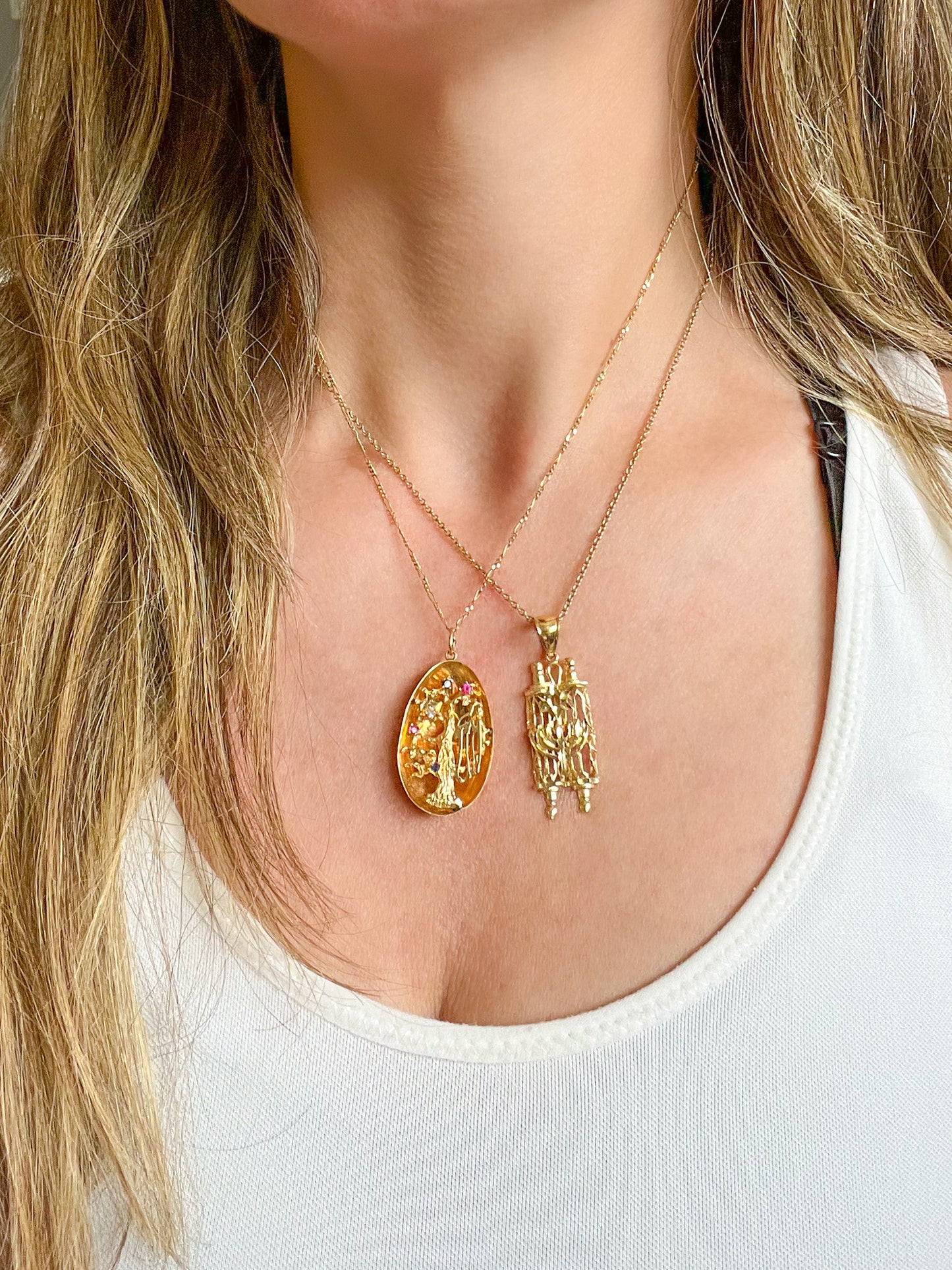 Vintage Large Tree of Life 14k Yellow Gold Judaica Charm