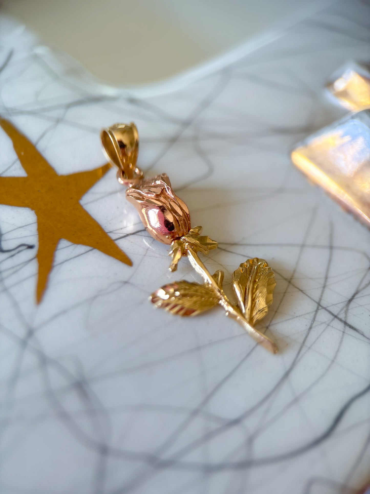 Vintage Rose Two Toned 14k Yellow and Rose Gold Charm