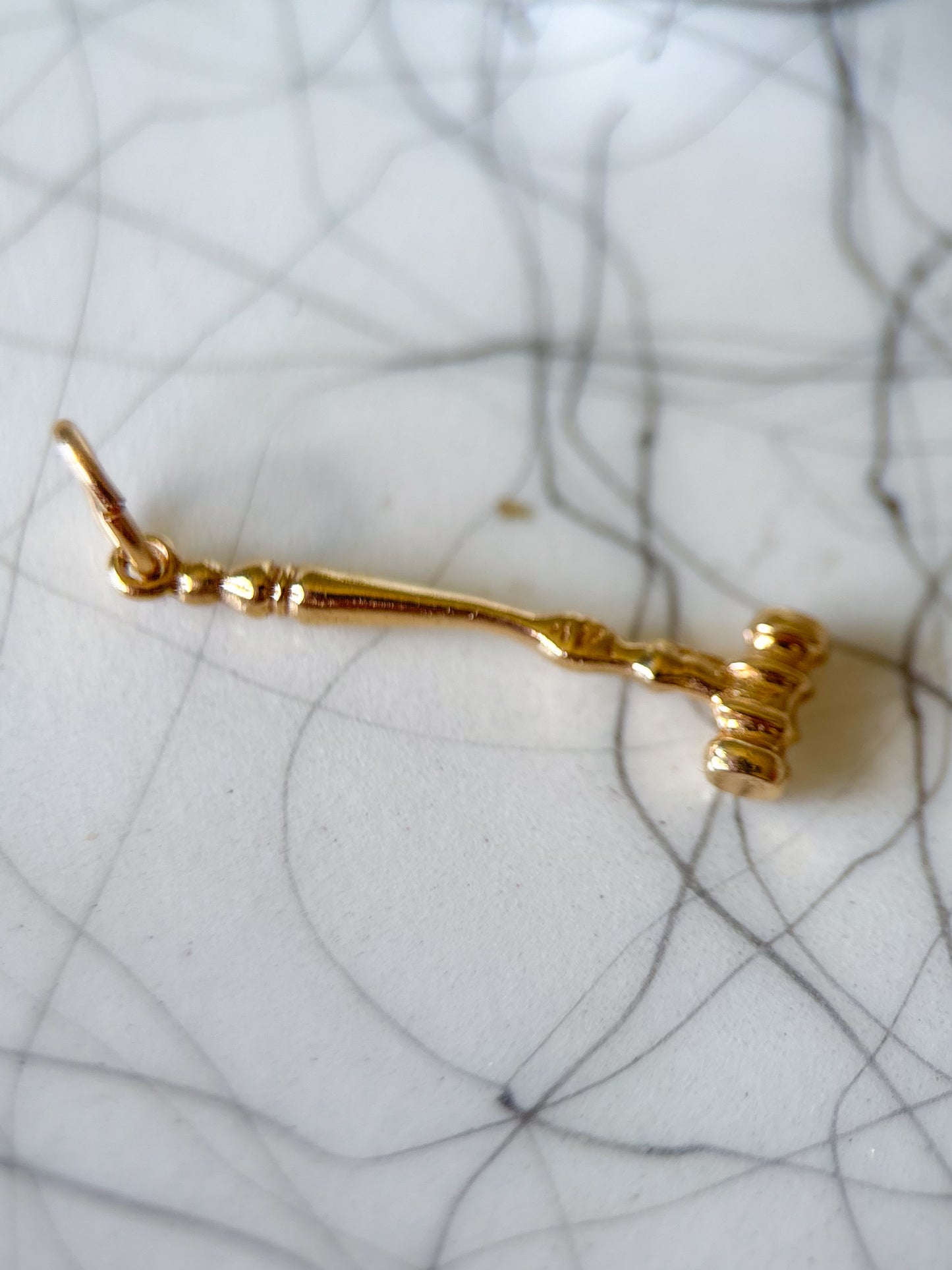 Vintage MINI Gavel 14k Yellow Gold Charm