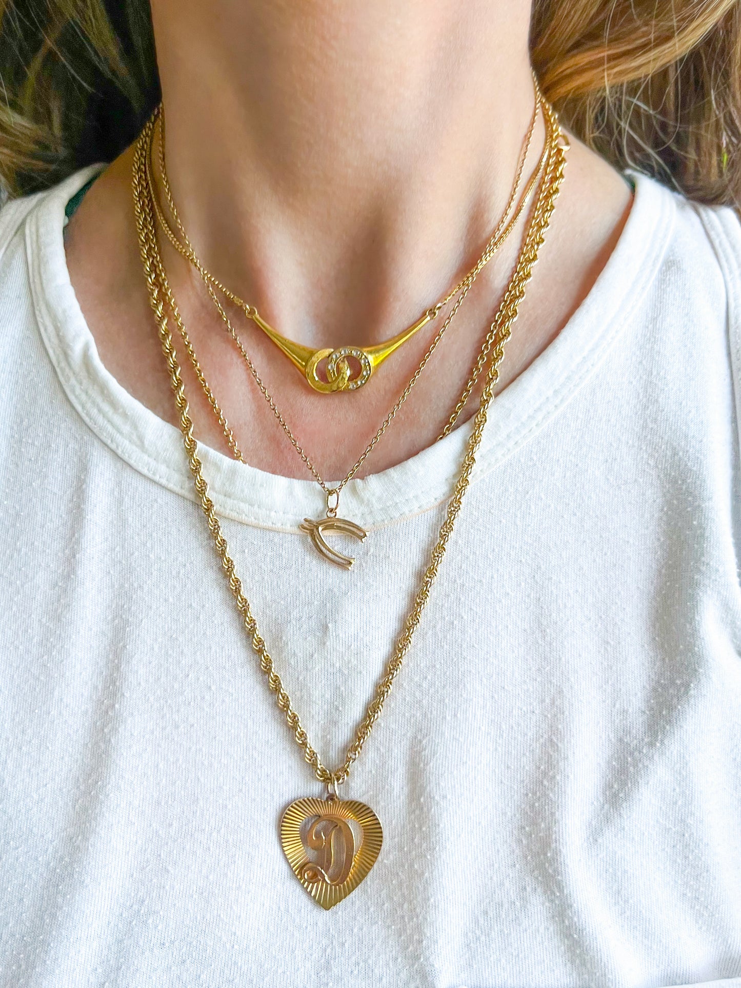 Vintage Double Wishbone 14k Yellow Gold Charm