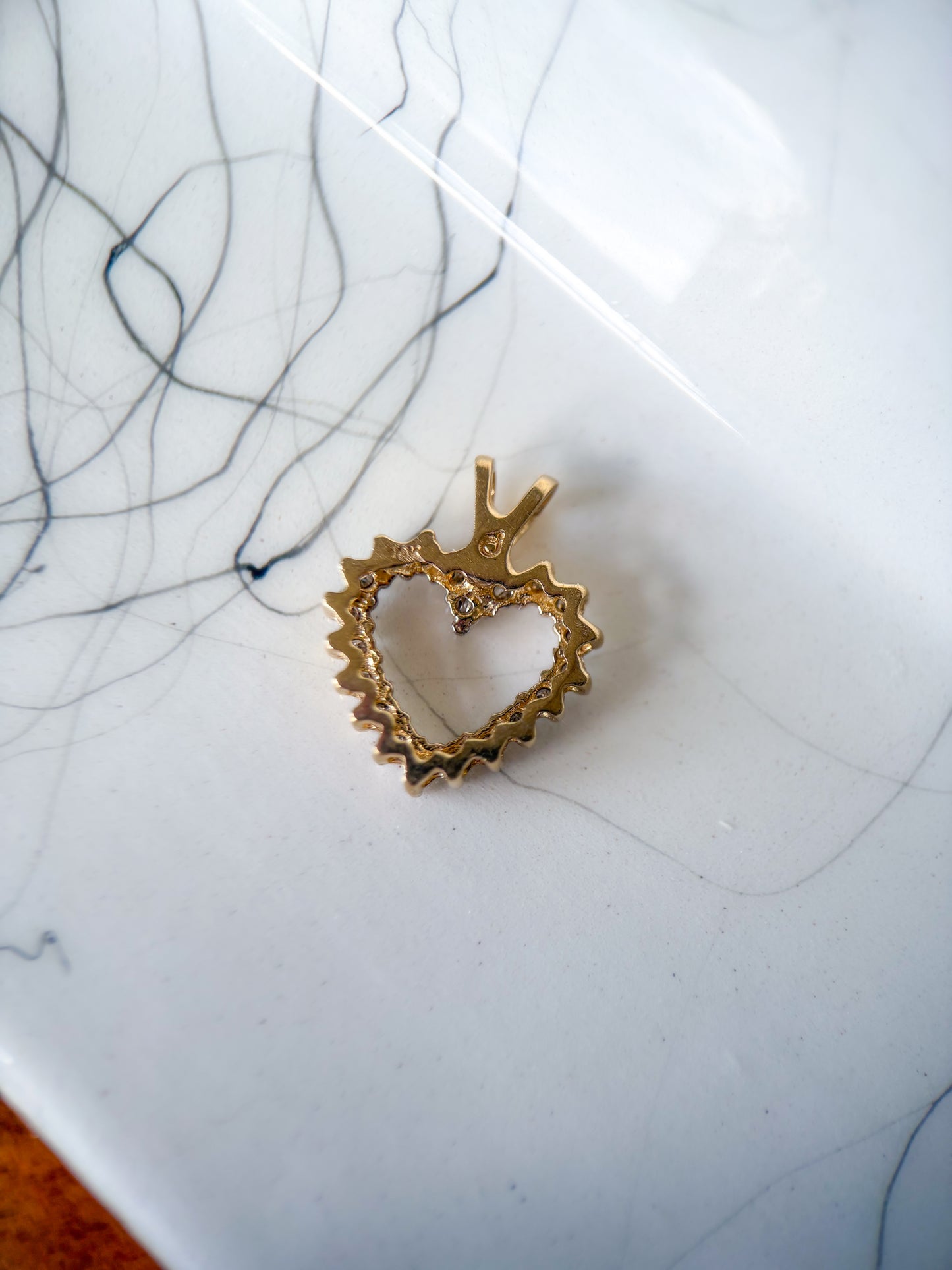 Vintage Heart Natural Diamond 10k Yellow Gold Charm